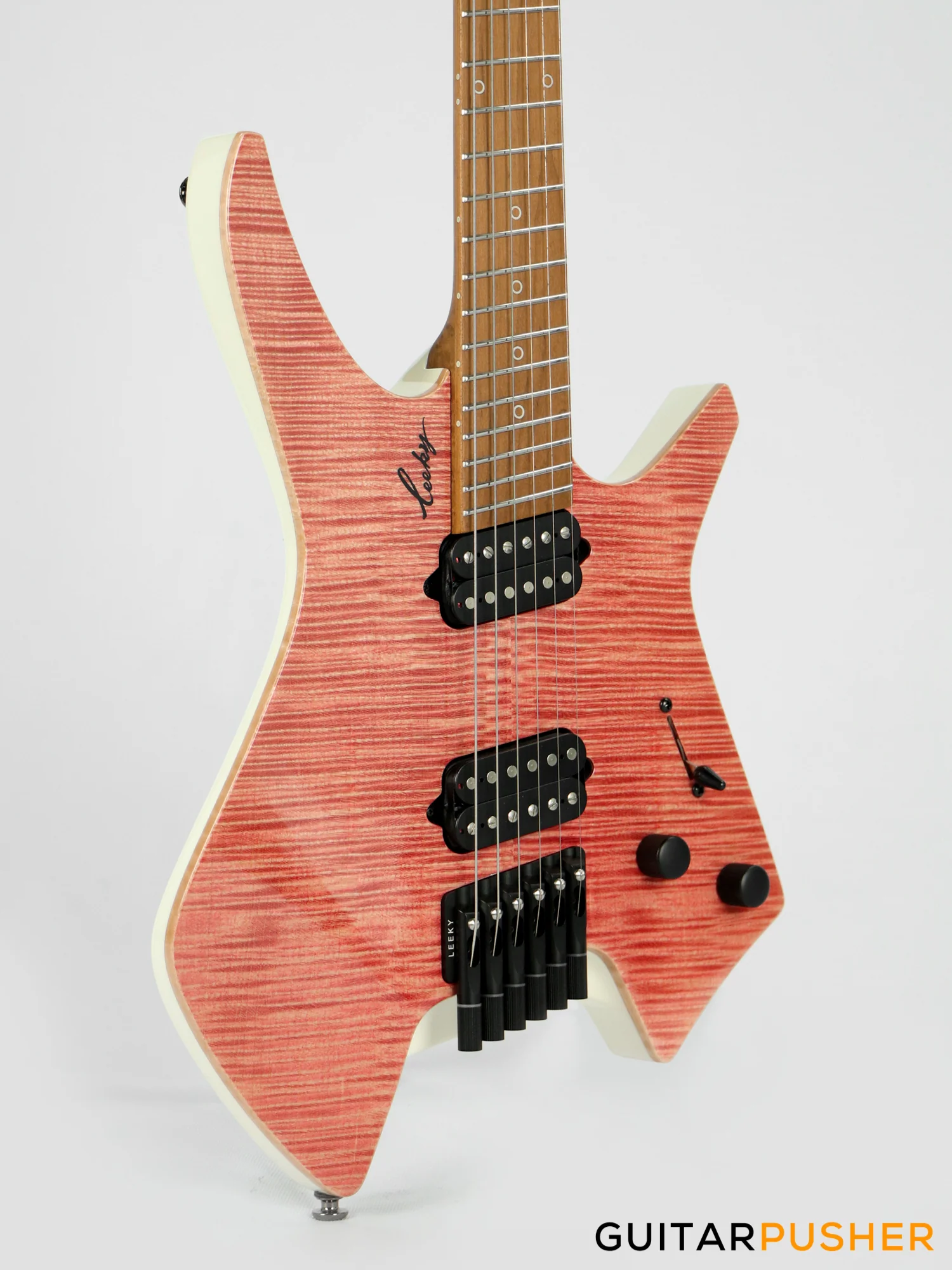 Leeky X-Series X25 Headless Electric Guitar - Pink Burst - Image 4