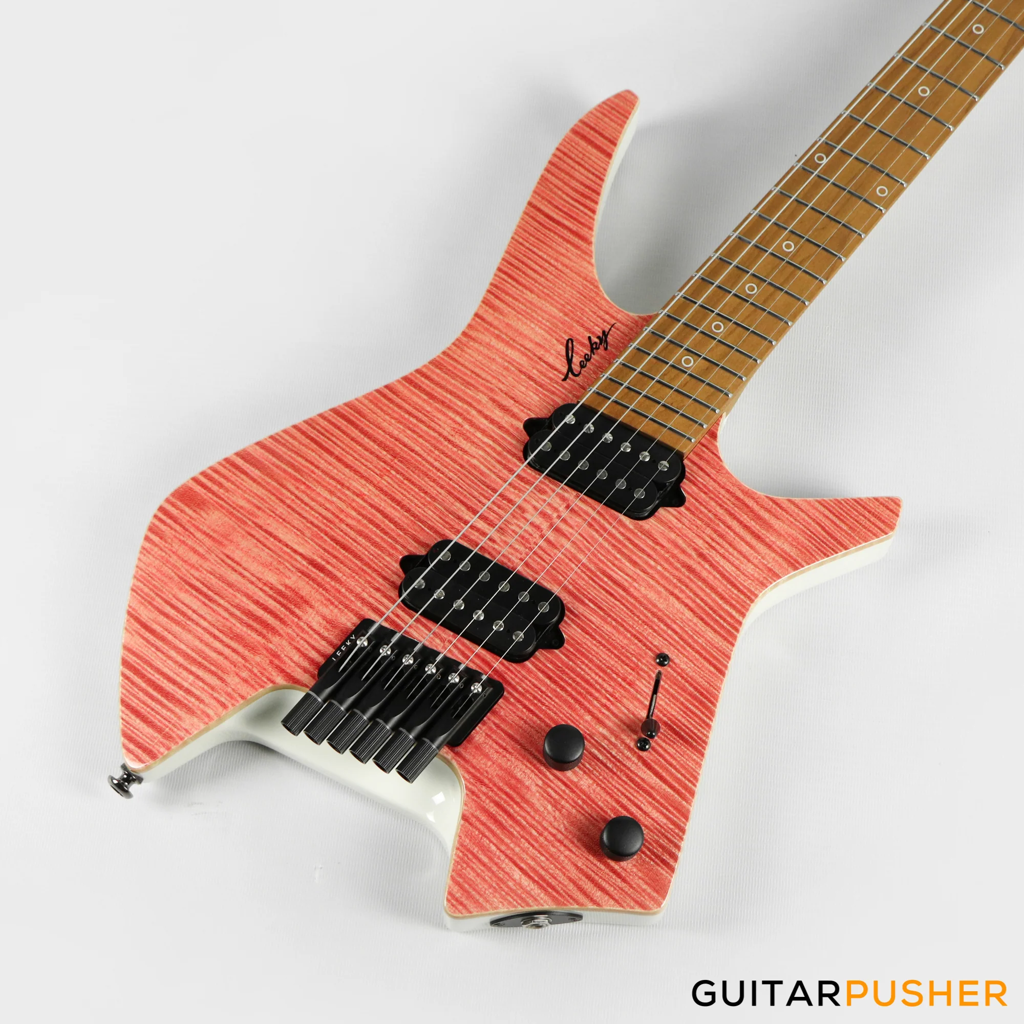 Leeky X-Series X25 Headless Electric Guitar - Pink Burst - Image 8