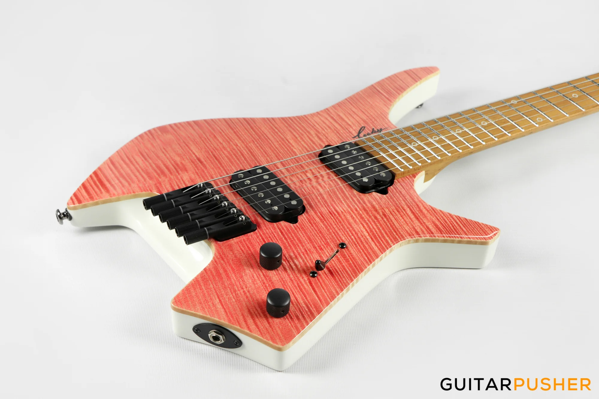 Leeky X-Series X25 Headless Electric Guitar - Pink Burst - Image 9