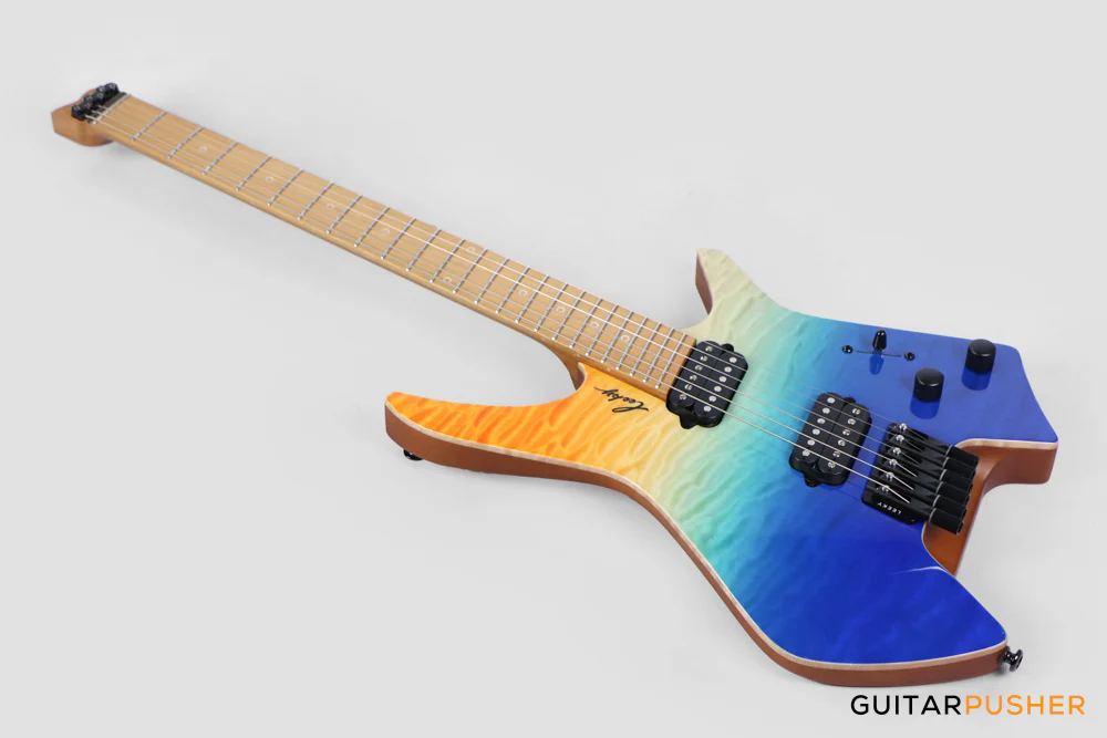 Leeky X-Series X26 Headless Electric Guitar Roasted Basswood Body Wenge Top Roasted Maple Neck - Ocean Fade - Image 12