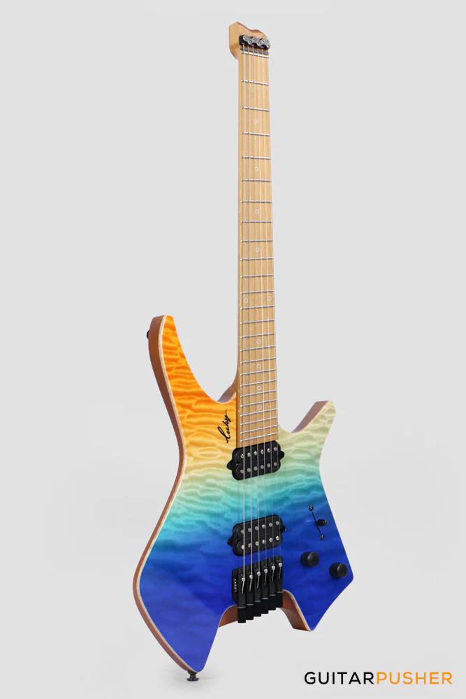 Leeky X-Series X26 Headless Electric Guitar Roasted Basswood Body Wenge Top Roasted Maple Neck - Ocean Fade - Image 4