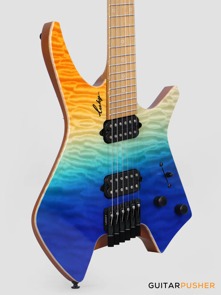Leeky X-Series X26 Headless Electric Guitar Roasted Basswood Body Wenge Top Roasted Maple Neck - Ocean Fade - Image 5