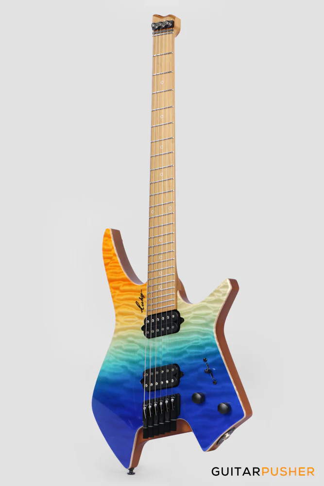 Leeky X-Series X26 Headless Electric Guitar Roasted Basswood Body Wenge Top Roasted Maple Neck - Ocean Fade - Image 8
