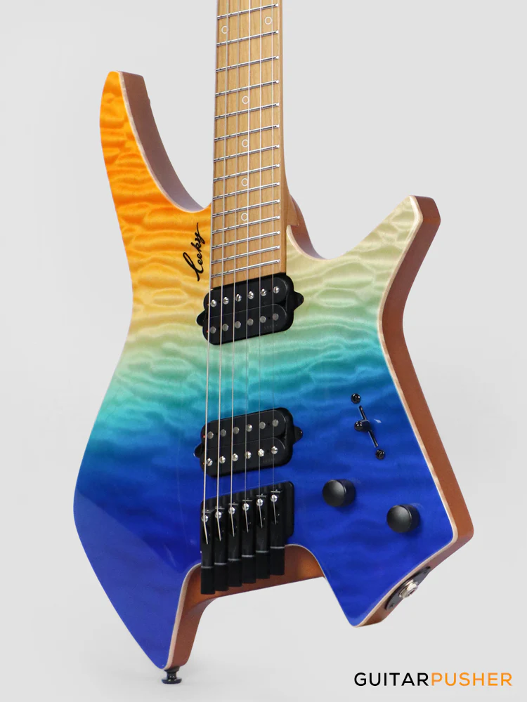 Leeky X-Series X26 Headless Electric Guitar Roasted Basswood Body Wenge Top Roasted Maple Neck - Ocean Fade - Image 9