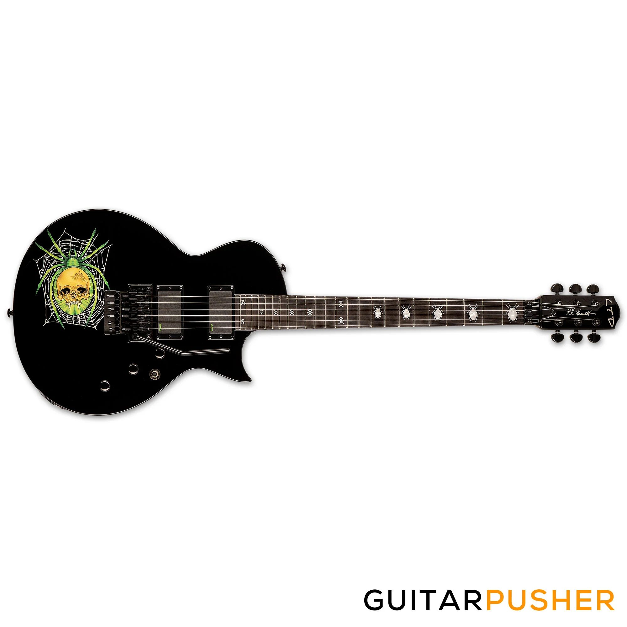 LTD 30th Anniversary KH-3 Kirk Hammet Signature Singlecut Electric Guitar w/ EMG Bone Breaker Humbucker Pickups & Floyd Rose 1000 - Black w/ Spider Graphic - Image 2