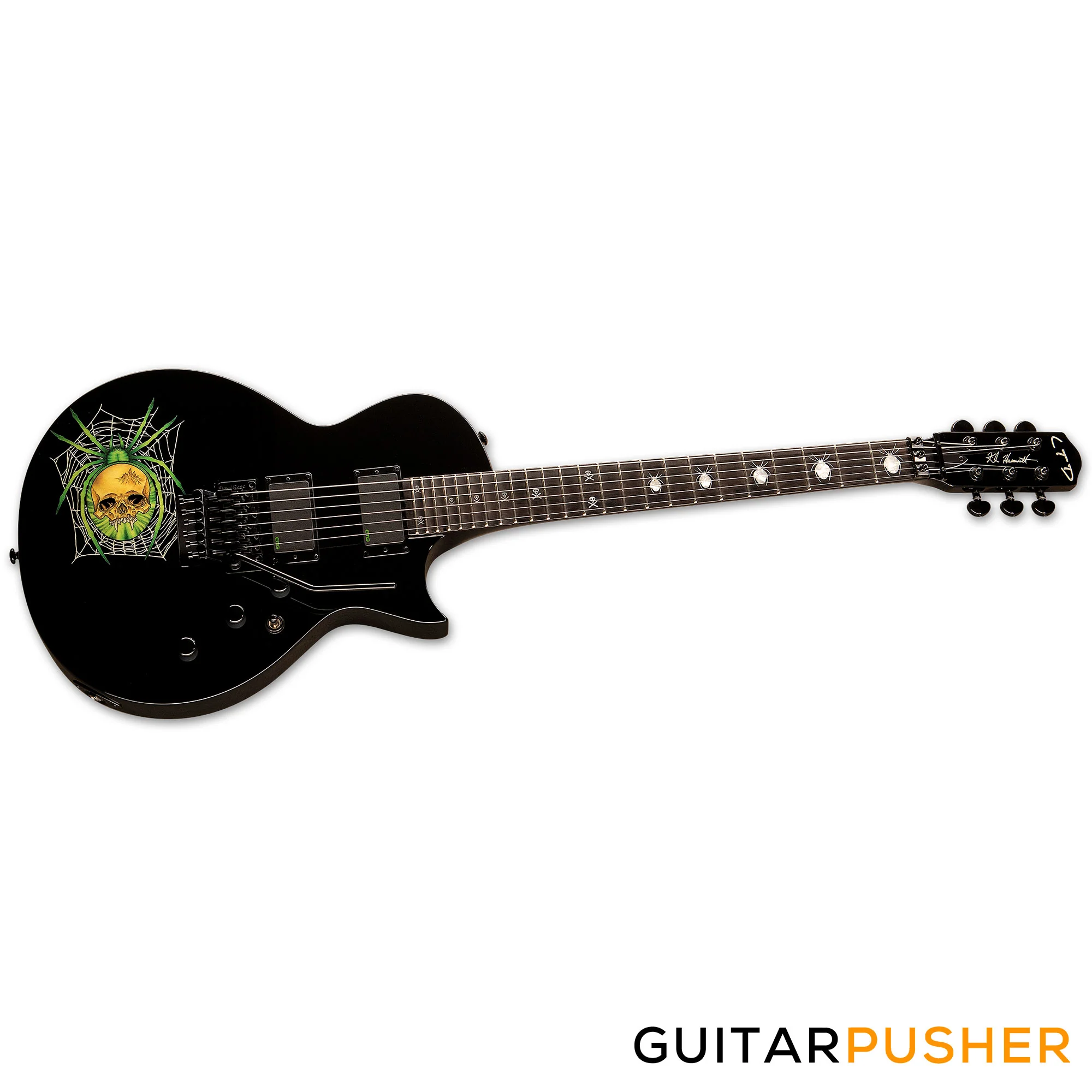 LTD 30th Anniversary KH-3 Kirk Hammet Signature Singlecut Electric Guitar w/ EMG Bone Breaker Humbucker Pickups & Floyd Rose 1000 - Black w/ Spider Graphic - Image 4
