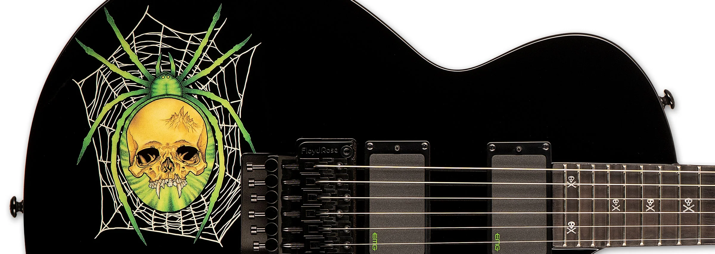 LTD 30th Anniversary KH-3 Kirk Hammet Signature Singlecut Electric Guitar w/ EMG Bone Breaker Humbucker Pickups & Floyd Rose 1000 - Black w/ Spider Graphic - Image 5