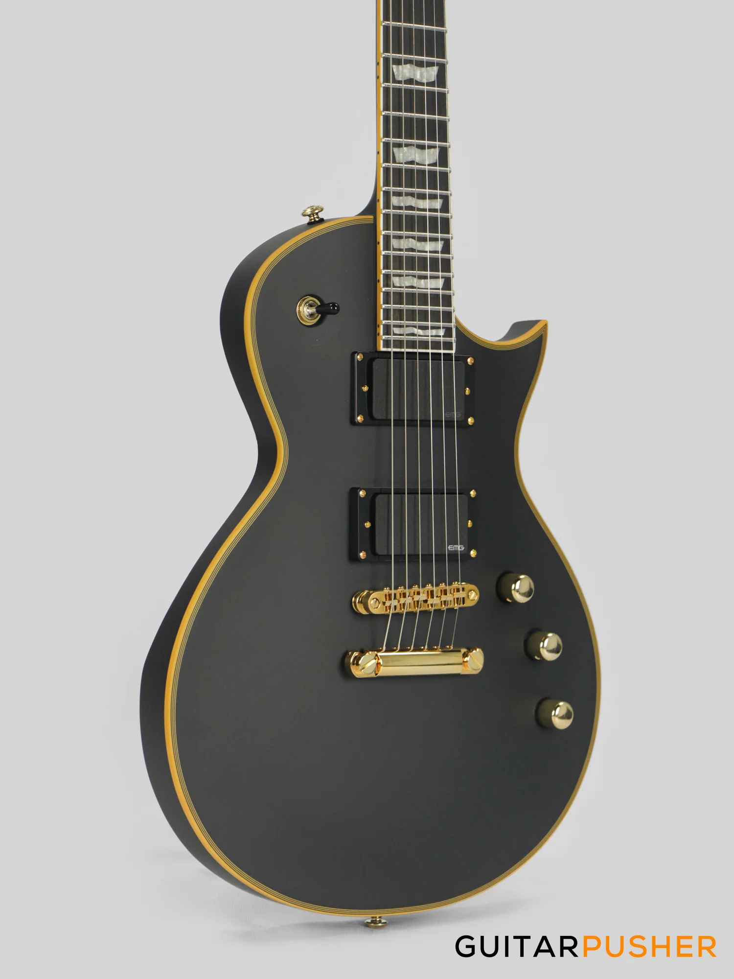 LTD EC-1000 Singlecut Electric Guitar w/ EMG 60/81 Humbucker Pickups - Vintage Black - Image 10