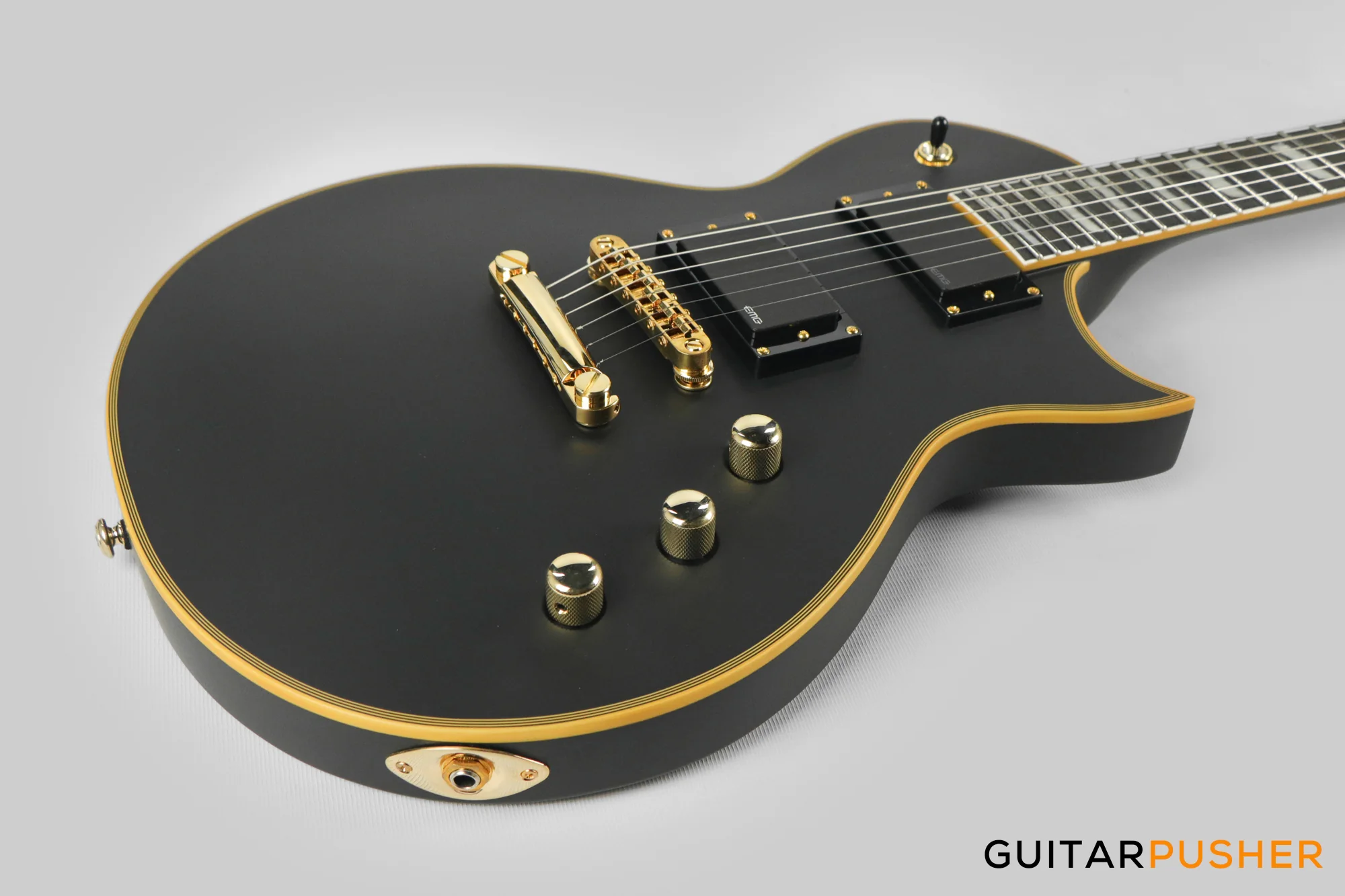 LTD EC-1000 Singlecut Electric Guitar w/ EMG 60/81 Humbucker Pickups - Vintage Black - Image 3