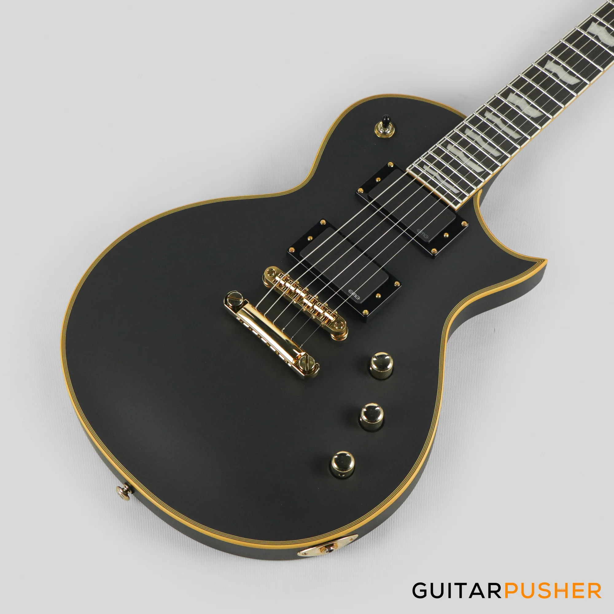 LTD EC-1000 Singlecut Electric Guitar w/ EMG 60/81 Humbucker Pickups - Vintage Black - Image 4