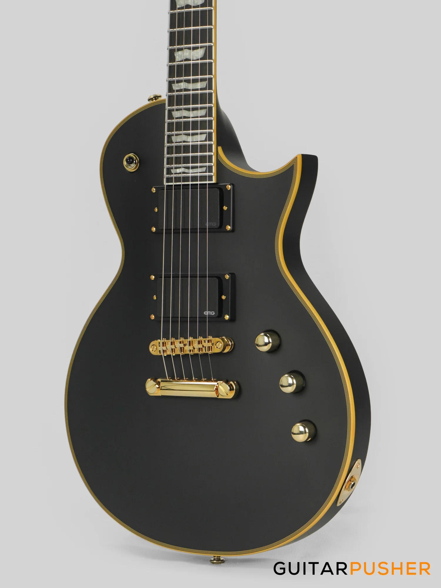 LTD EC-1000 Singlecut Electric Guitar w/ EMG 60/81 Humbucker Pickups - Vintage Black - Image 6