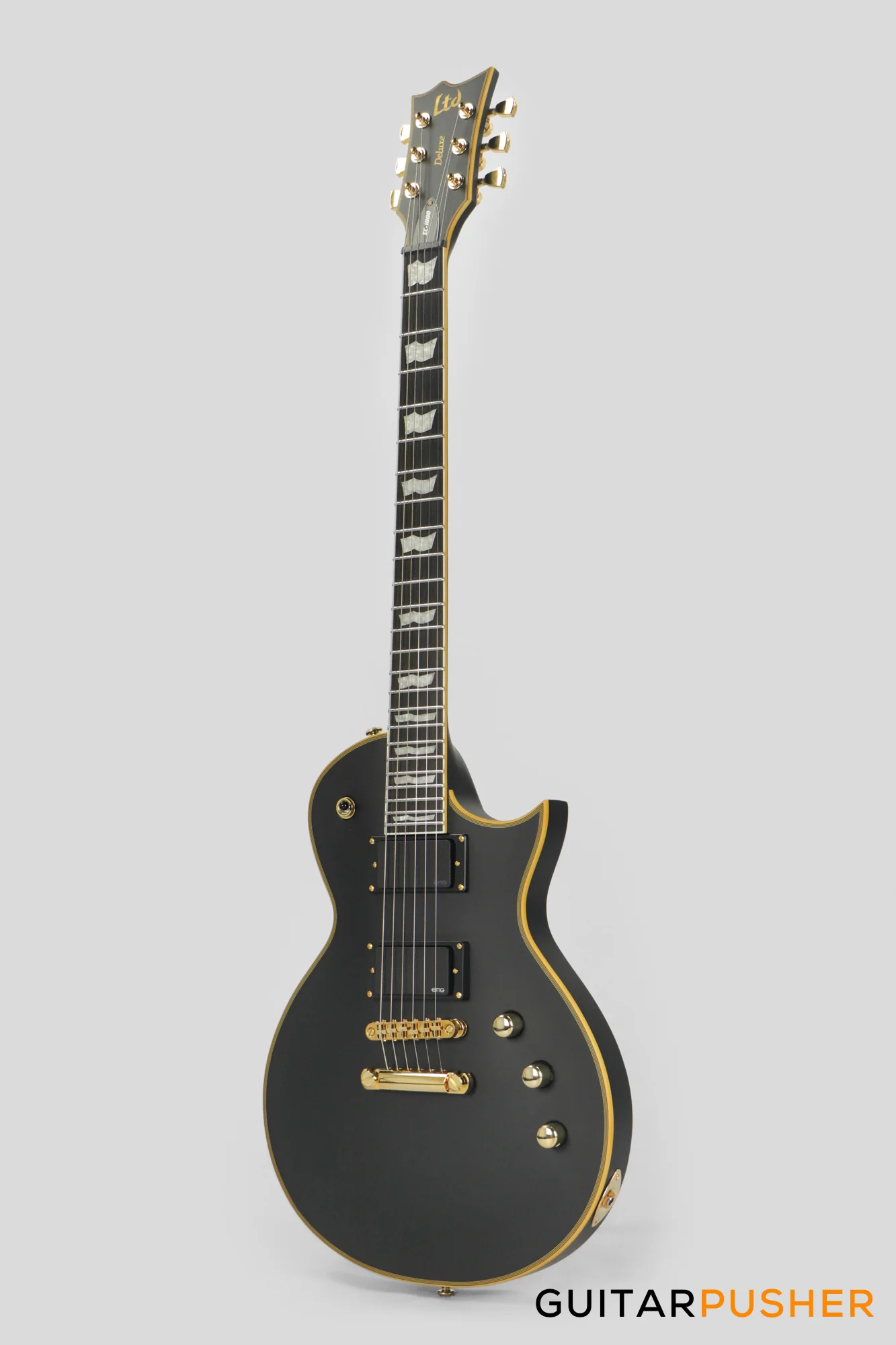 LTD EC-1000 Singlecut Electric Guitar w/ EMG 60/81 Humbucker Pickups - Vintage Black - Image 7