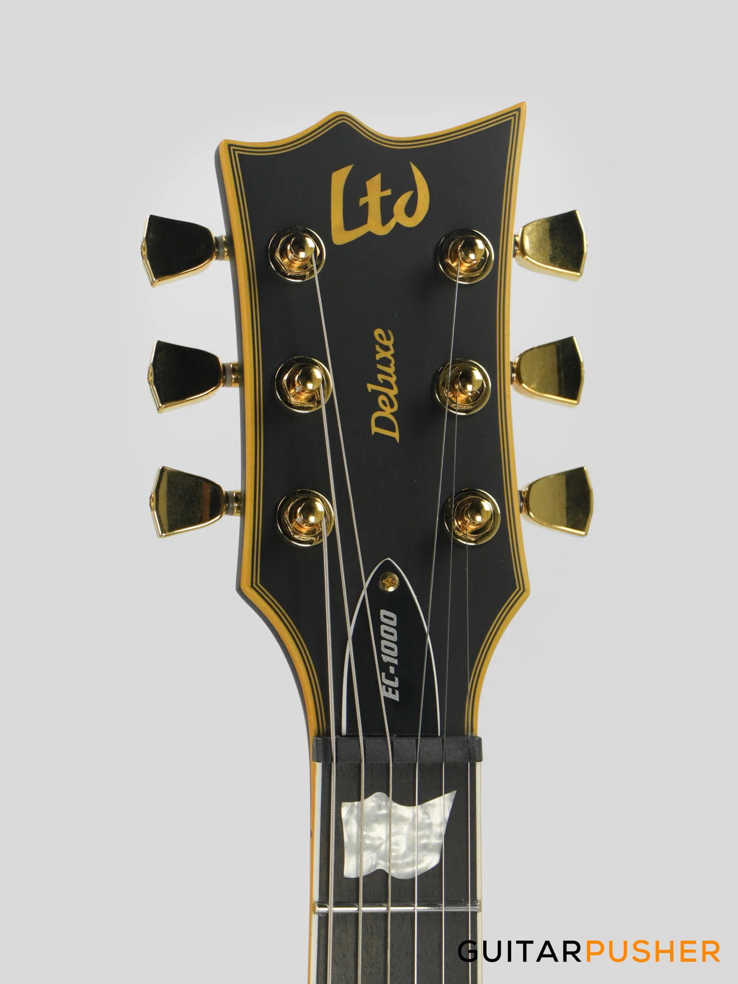 LTD EC-1000 Singlecut Electric Guitar w/ EMG 60/81 Humbucker Pickups - Vintage Black - Image 9