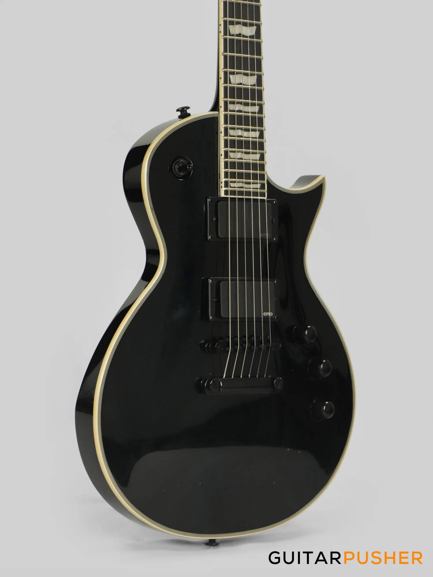 LTD EC-401 Singlecut Electric Guitar w/ EMG 60/81 Humbucker Pickups - Black - Image 4