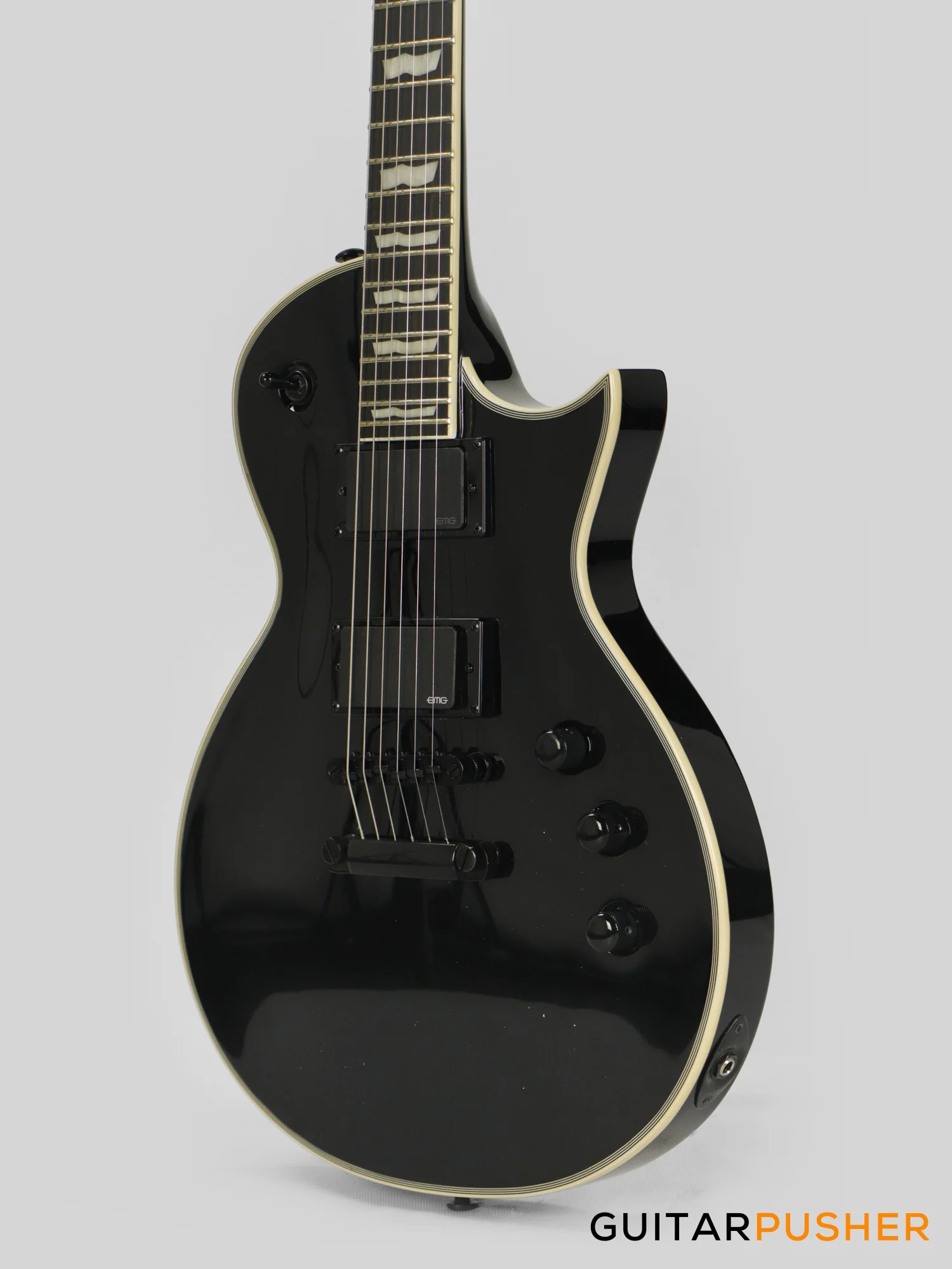 LTD EC-401 Singlecut Electric Guitar w/ EMG 60/81 Humbucker Pickups - Black - Image 8