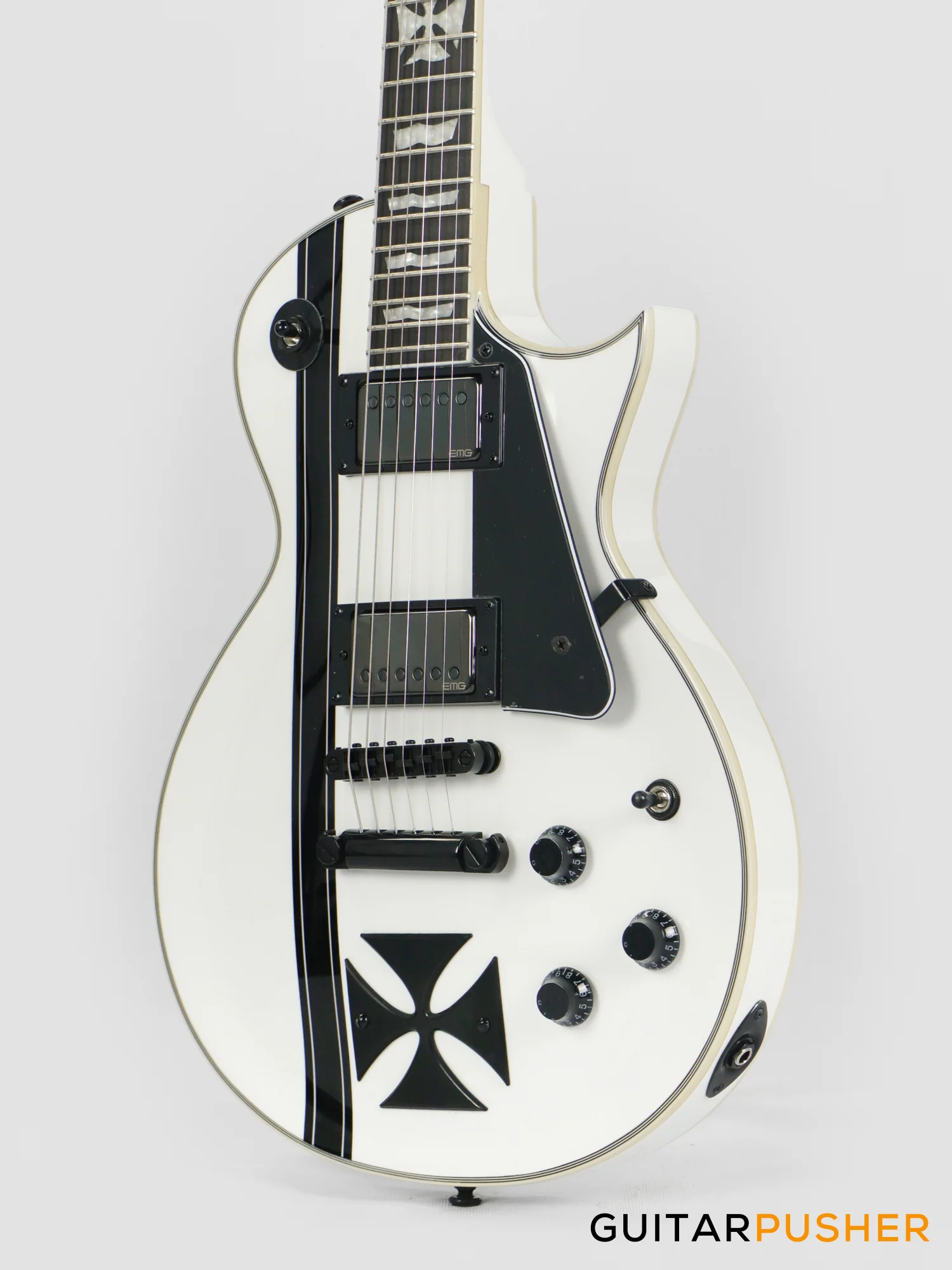LTD James Hetfield Signature Signature Iron Cross Singlecut Electric Guitar w/ EMG JH Humbucker Pickups - Snow White - Image 4