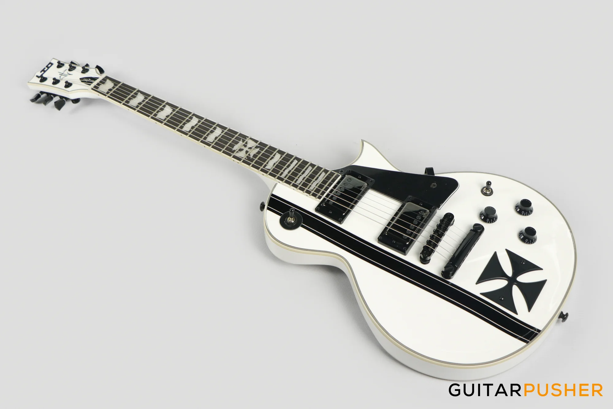 LTD James Hetfield Signature Signature Iron Cross Singlecut Electric Guitar w/ EMG JH Humbucker Pickups - Snow White - Image 6