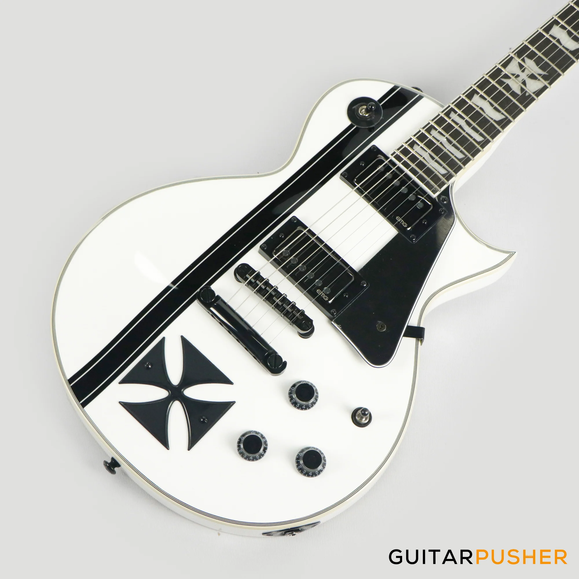 LTD James Hetfield Signature Signature Iron Cross Singlecut Electric Guitar w/ EMG JH Humbucker Pickups - Snow White - Image 7