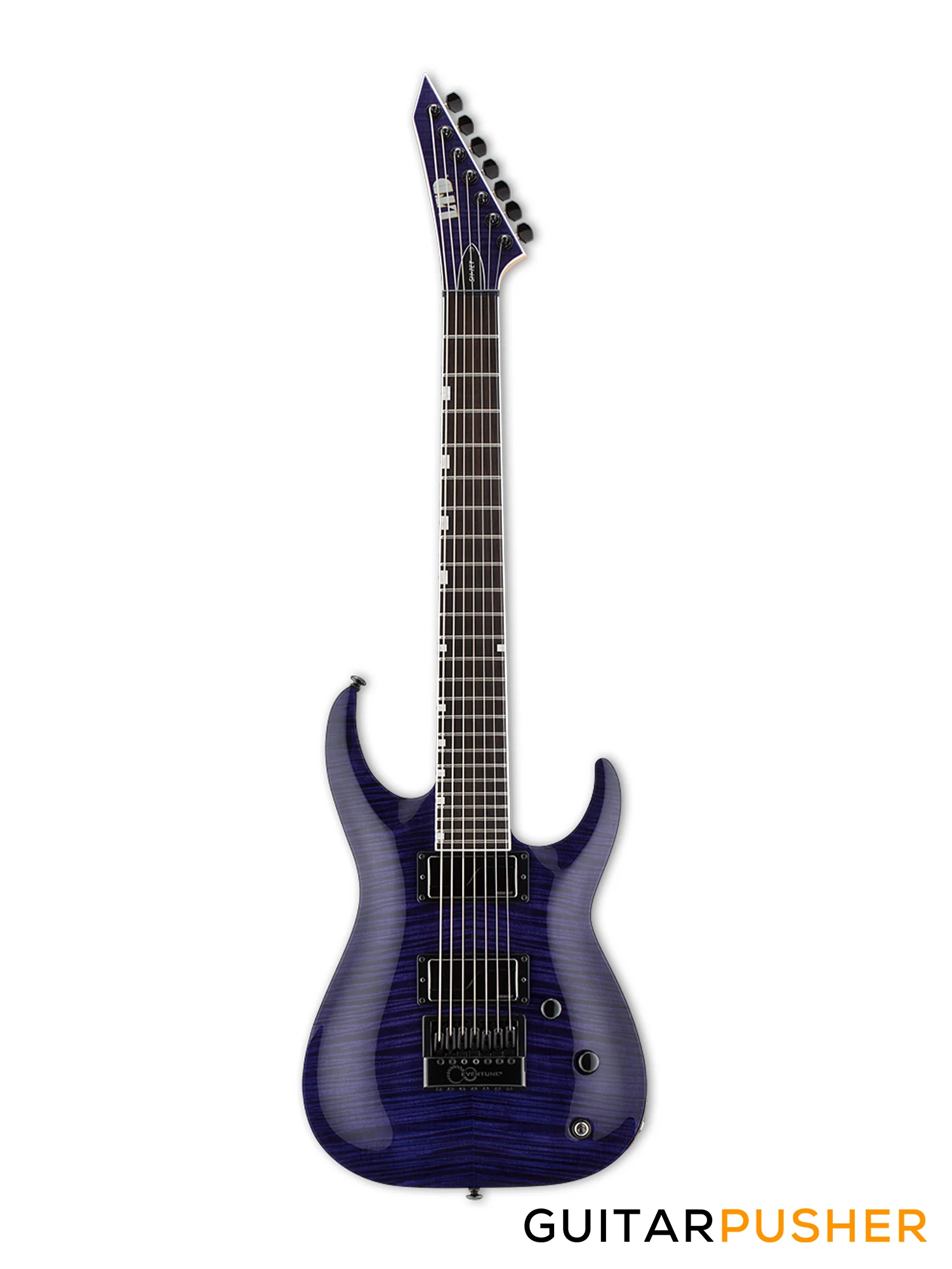 LTD SH-7 Evertune Modern 7-String Electric Guitar w/ Fishman Fluence Humbucker Pickups & Evertune Bridge - See Thru Purple - Image 2