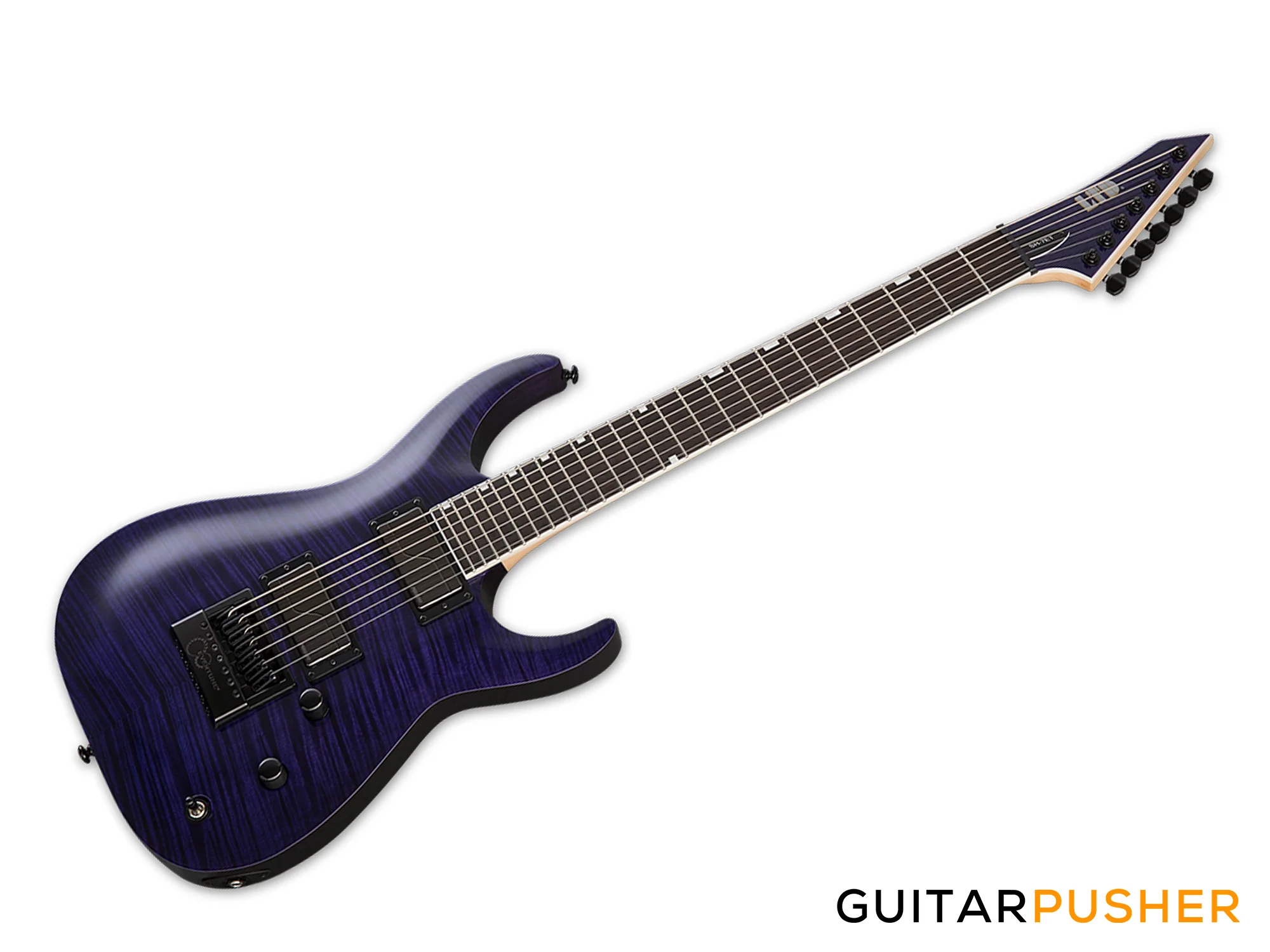 LTD SH-7 Evertune Modern 7-String Electric Guitar w/ Fishman Fluence Humbucker Pickups & Evertune Bridge - See Thru Purple - Image 4