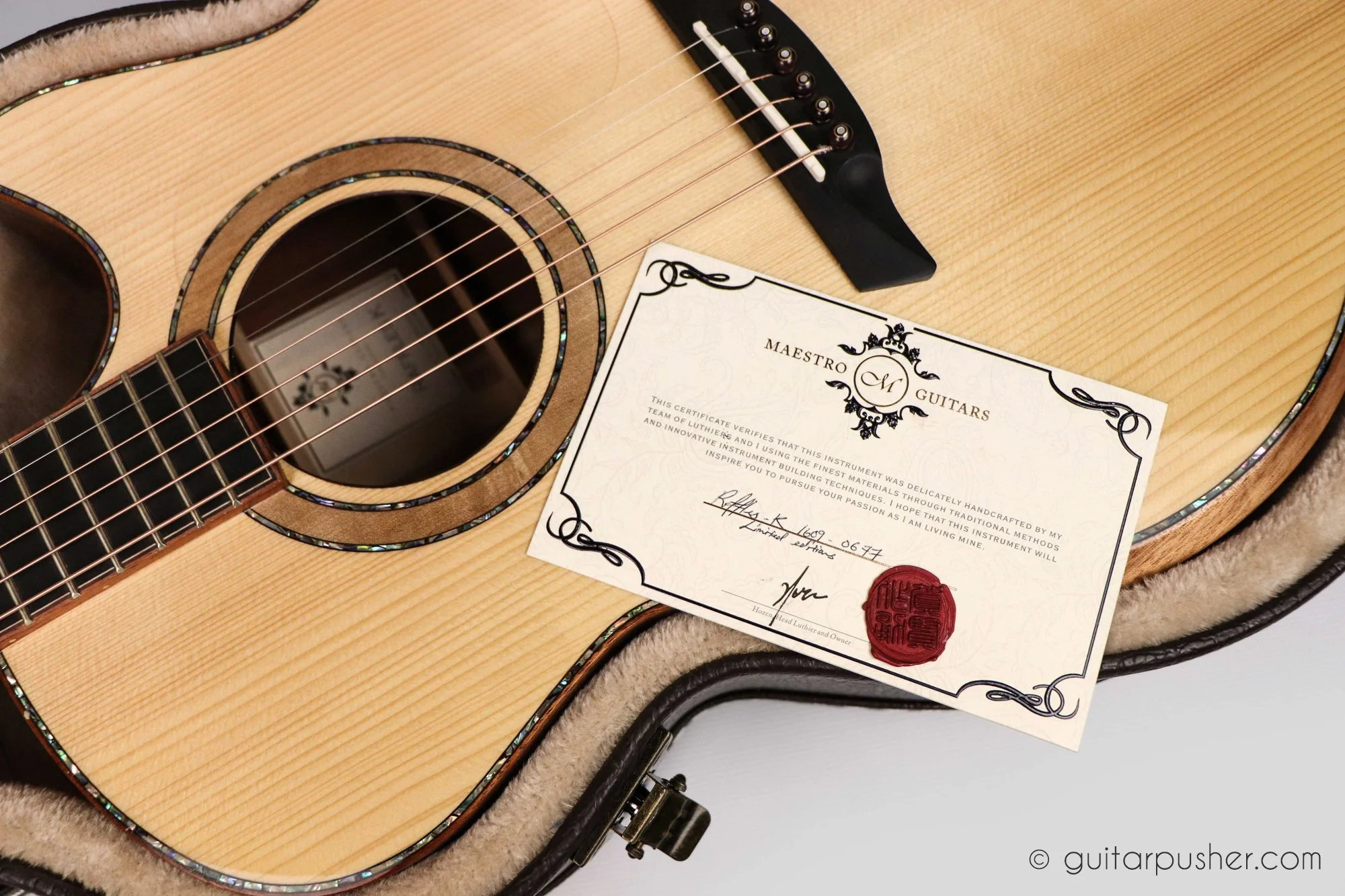 Maestro Custom Raffles All Solid Small Jumbo Acoustic Guitar Adirondack Spruce / Koa - Image 19