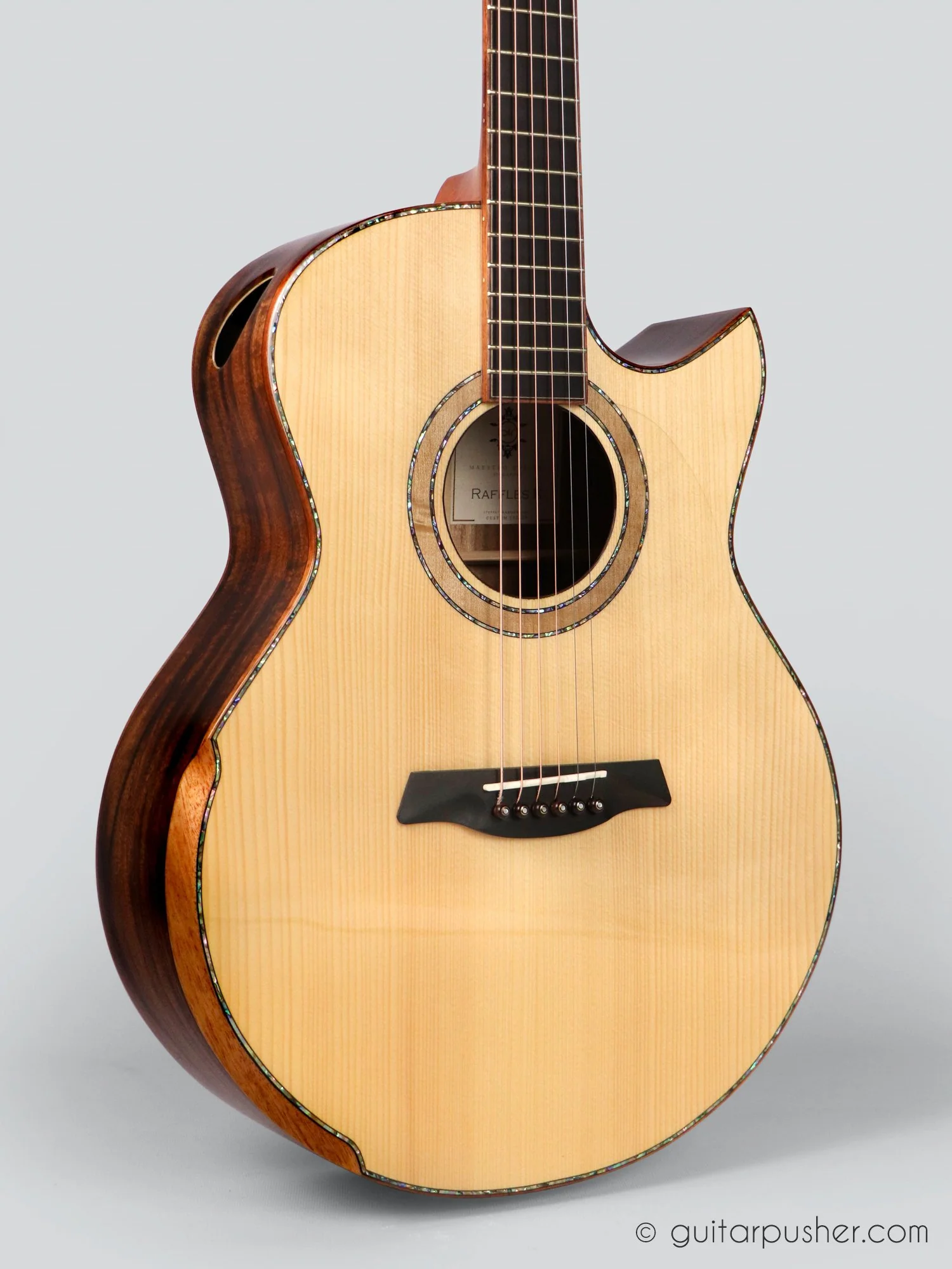Maestro Custom Raffles All Solid Small Jumbo Acoustic Guitar Adirondack Spruce / Koa - Image 21