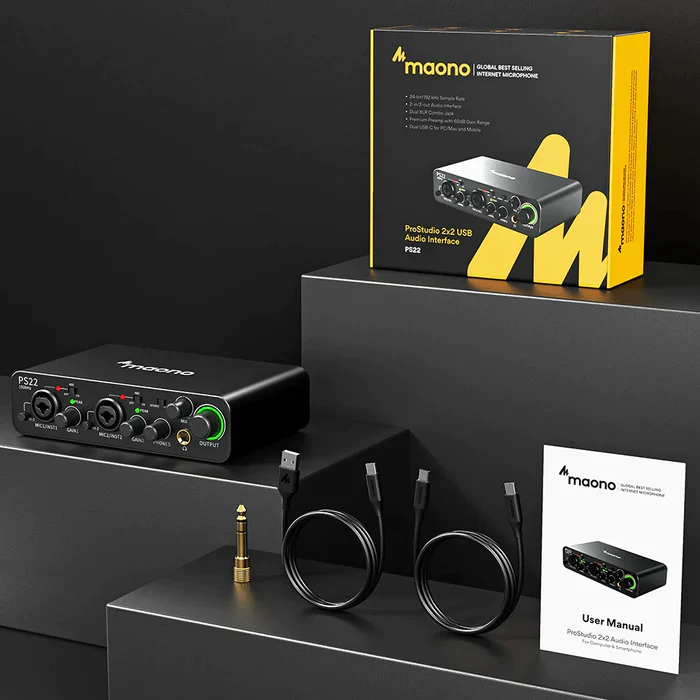 MAONO PS22 Dual Channel Audio Interface - Gray - Image 3