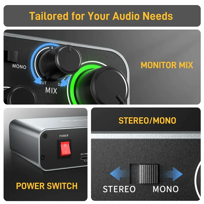 MAONO PS22 Dual Channel Audio Interface - Gray - Image 5