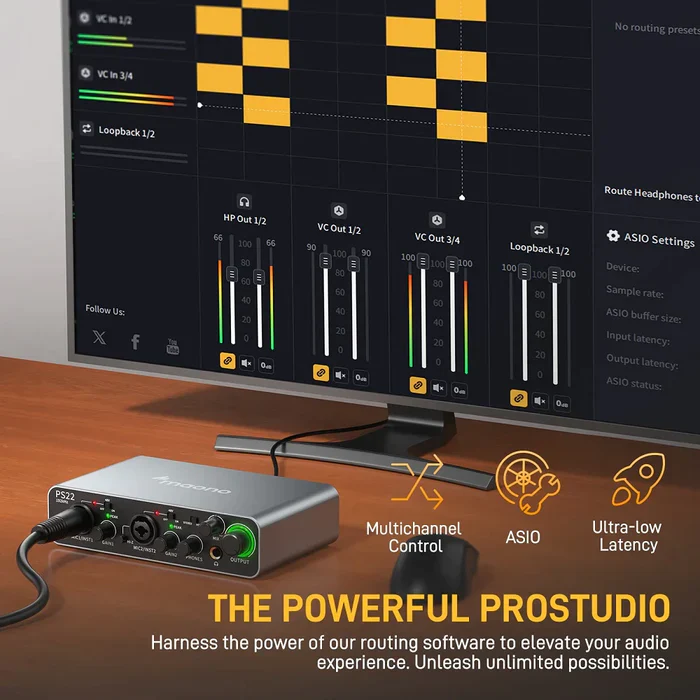 MAONO PS22 Dual Channel Audio Interface - Gray - Image 7