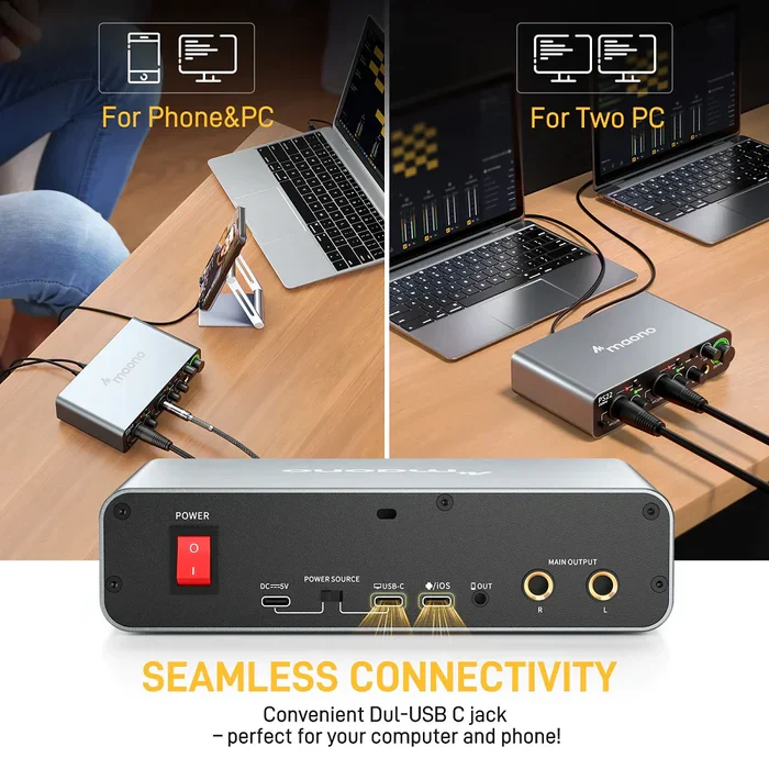 MAONO PS22 Dual Channel Audio Interface - Gray - Image 8