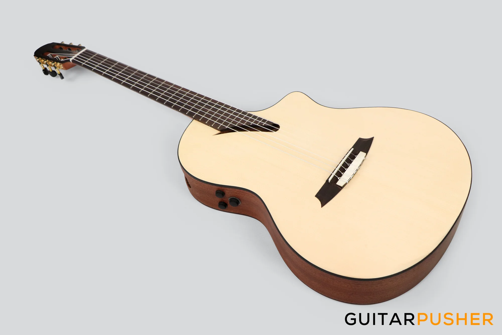 Martinez Performer Series MS-14MH Solid Spruce Top/Mahogany Classical-Electric Guitar (Natural) w/ Martinez T4 Double Source Pickup - Image 10