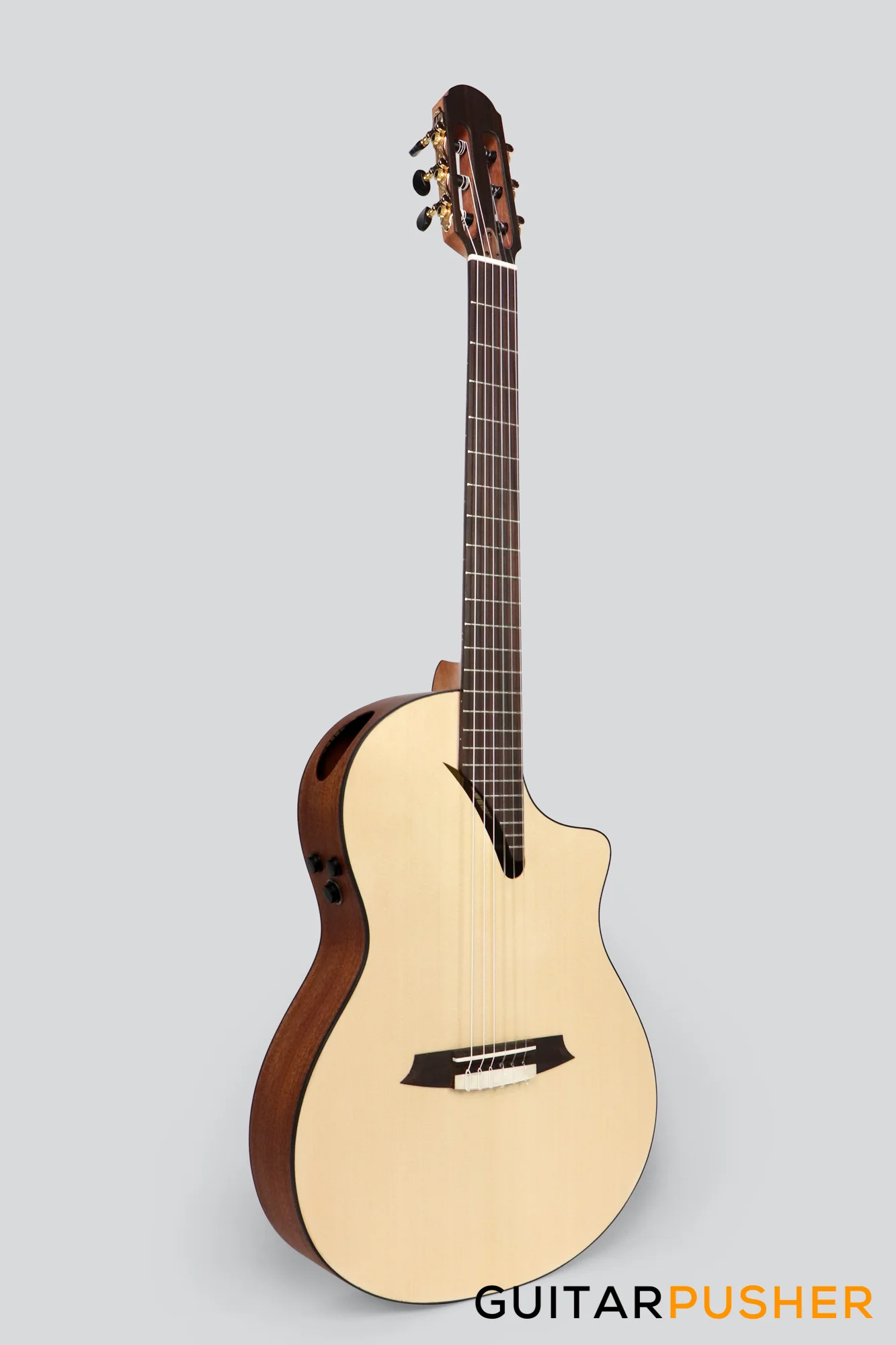 Martinez Performer Series MS-14MH Solid Spruce Top/Mahogany Classical-Electric Guitar (Natural) w/ Martinez T4 Double Source Pickup - Image 3