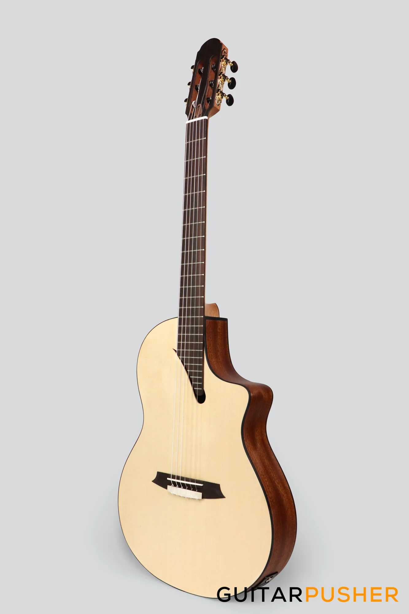Martinez Performer Series MS-14MH Solid Spruce Top/Mahogany Classical-Electric Guitar (Natural) w/ Martinez T4 Double Source Pickup - Image 4
