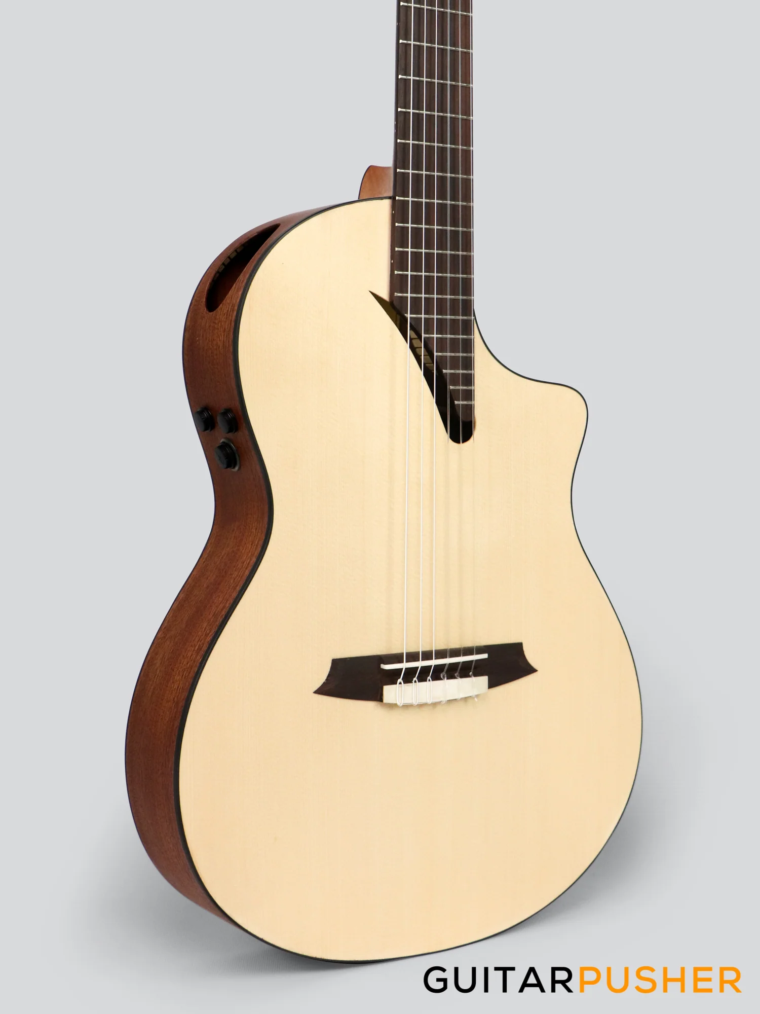 Martinez Performer Series MS-14MH Solid Spruce Top/Mahogany Classical-Electric Guitar (Natural) w/ Martinez T4 Double Source Pickup - Image 6