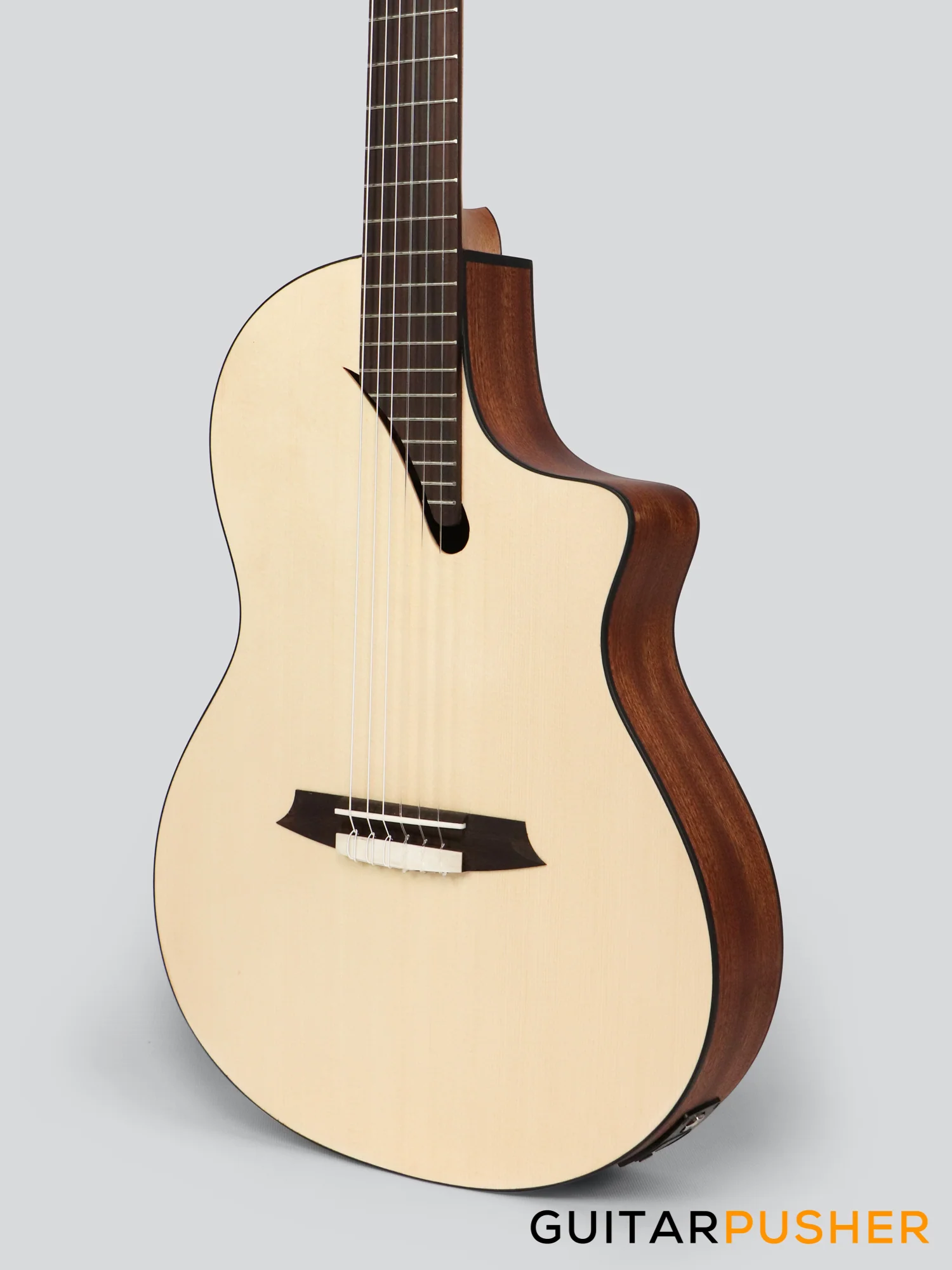 Martinez Performer Series MS-14MH Solid Spruce Top/Mahogany Classical-Electric Guitar (Natural) w/ Martinez T4 Double Source Pickup - Image 8