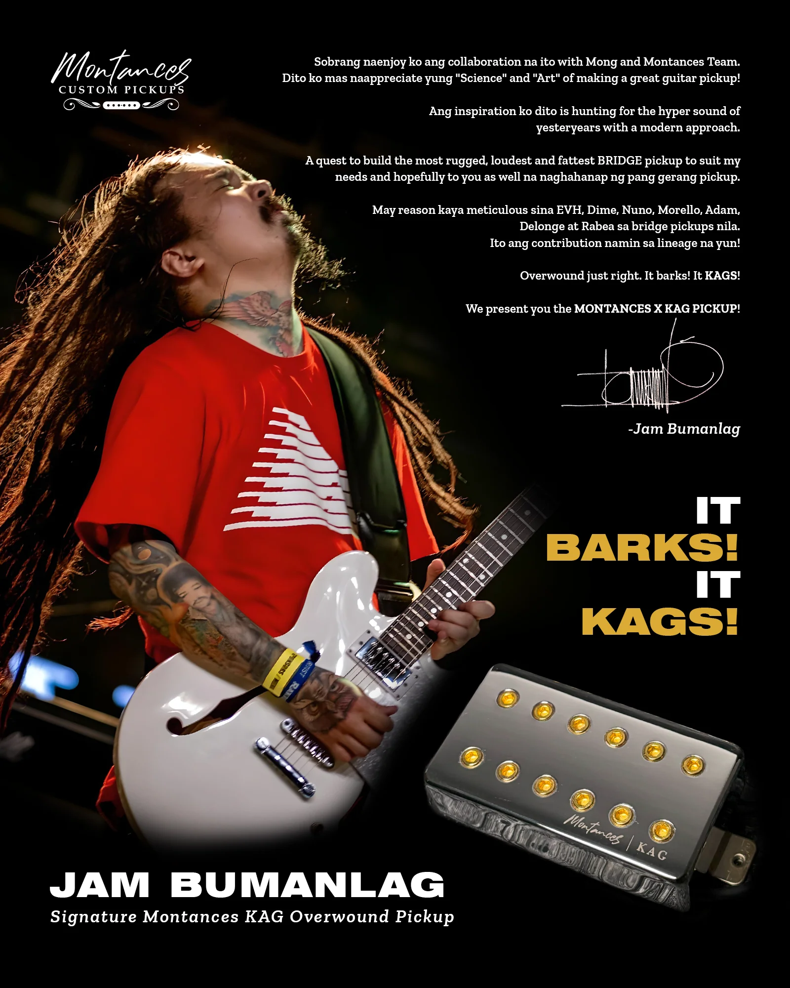 Montances KAG OVERWOUND Bridge Pickup - Jam Bumanlag Signature - Chrome Gold - Image 7