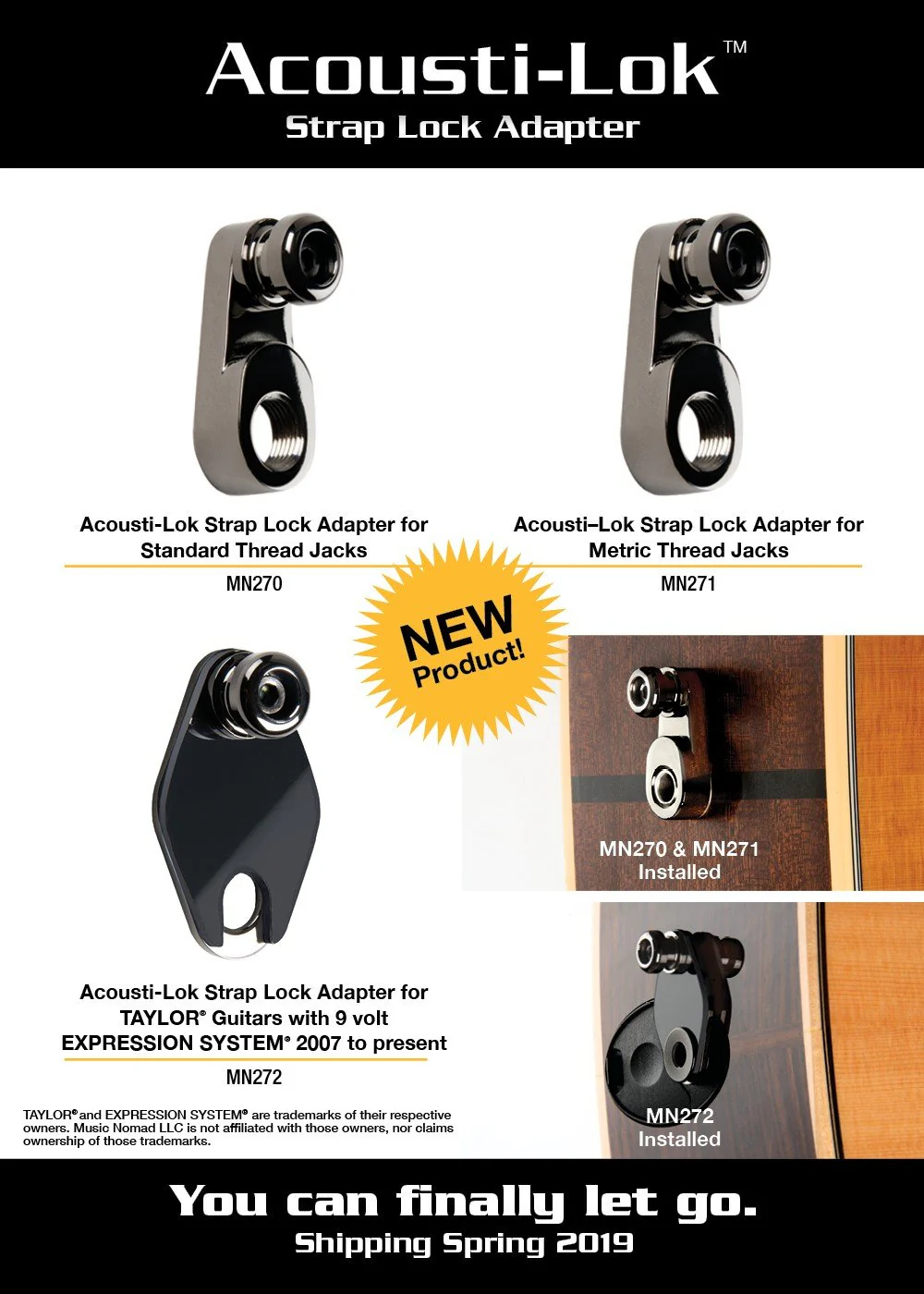 Music Nomad Acousti-Lok Strap Lock Adapter for Taylors with Expression System MN272 - Image 6