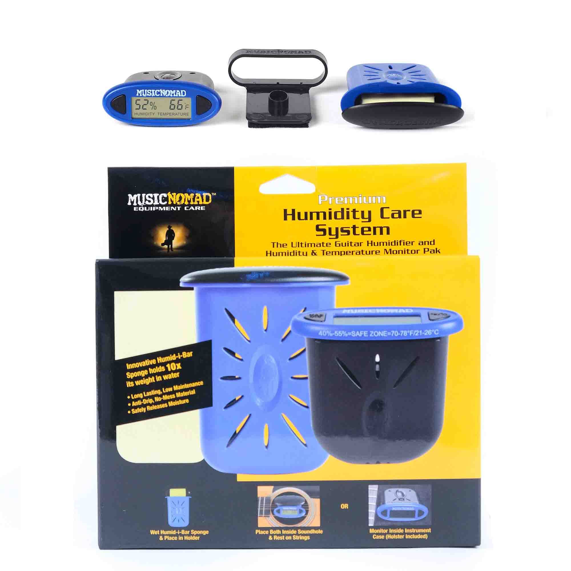 Music Nomad Premium Guitar Humidifier & Humidity - Temperature Total Monitor Pak (Humitar + HumiReader) MN306
