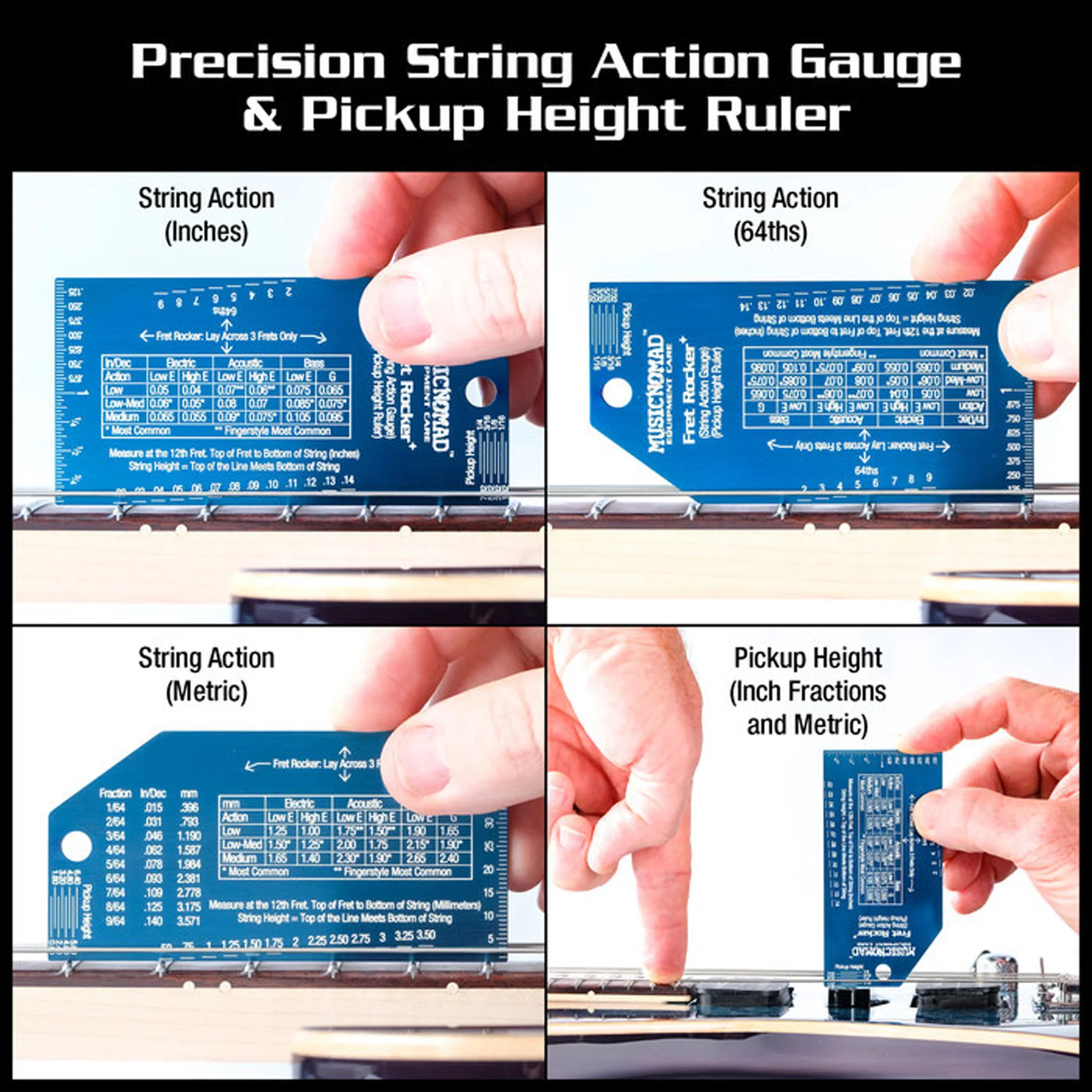 MusicNomad Fret Rocker+ w/ String Action Gauge/Pickup Ruler MN822 - Image 3