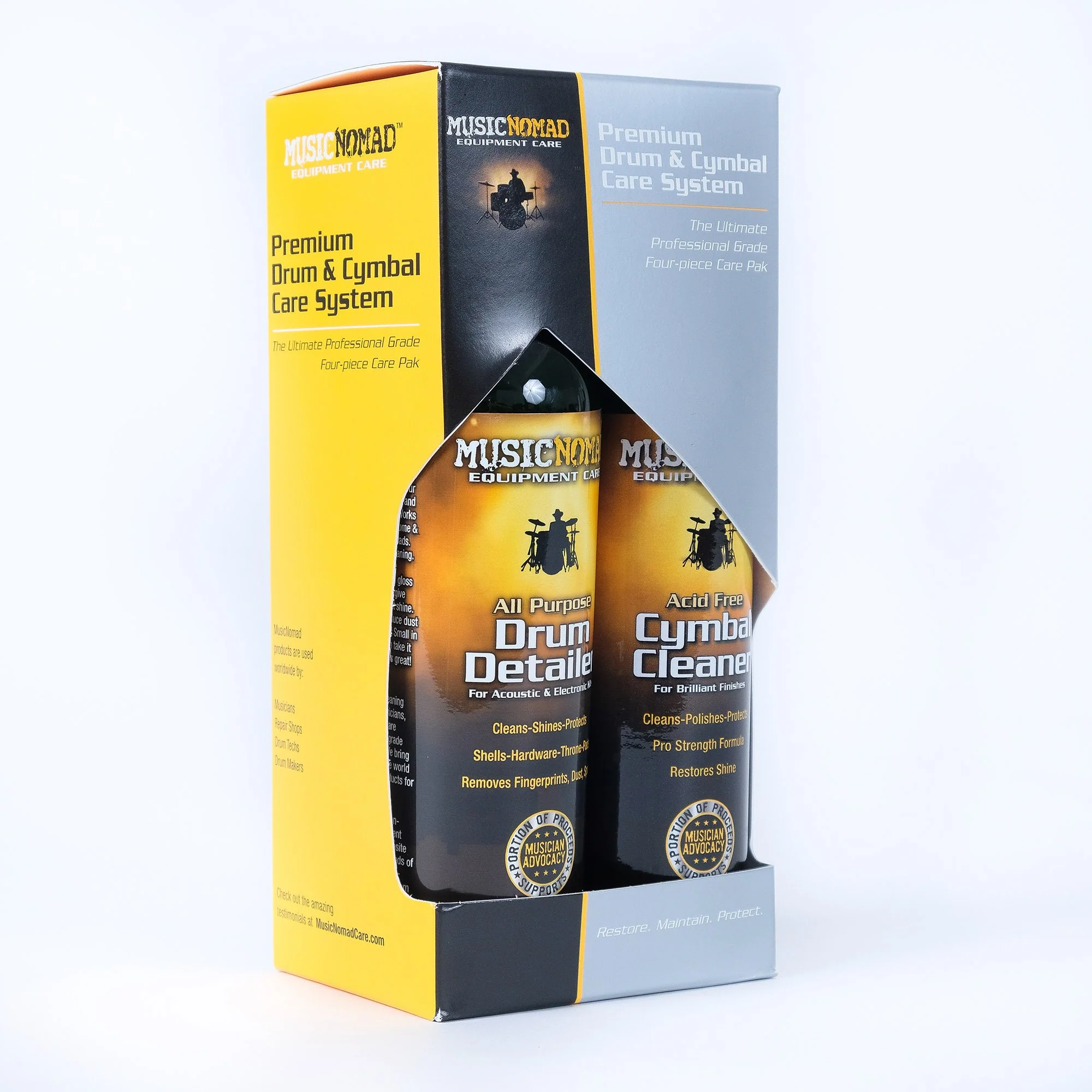 Music Nomad Premium Drum & Cymbal Care System (Drum Detailer - 8 oz., Cymbal Cleaner - 8 oz., 2 Drum Detailing Towels) MN112 - Image 2