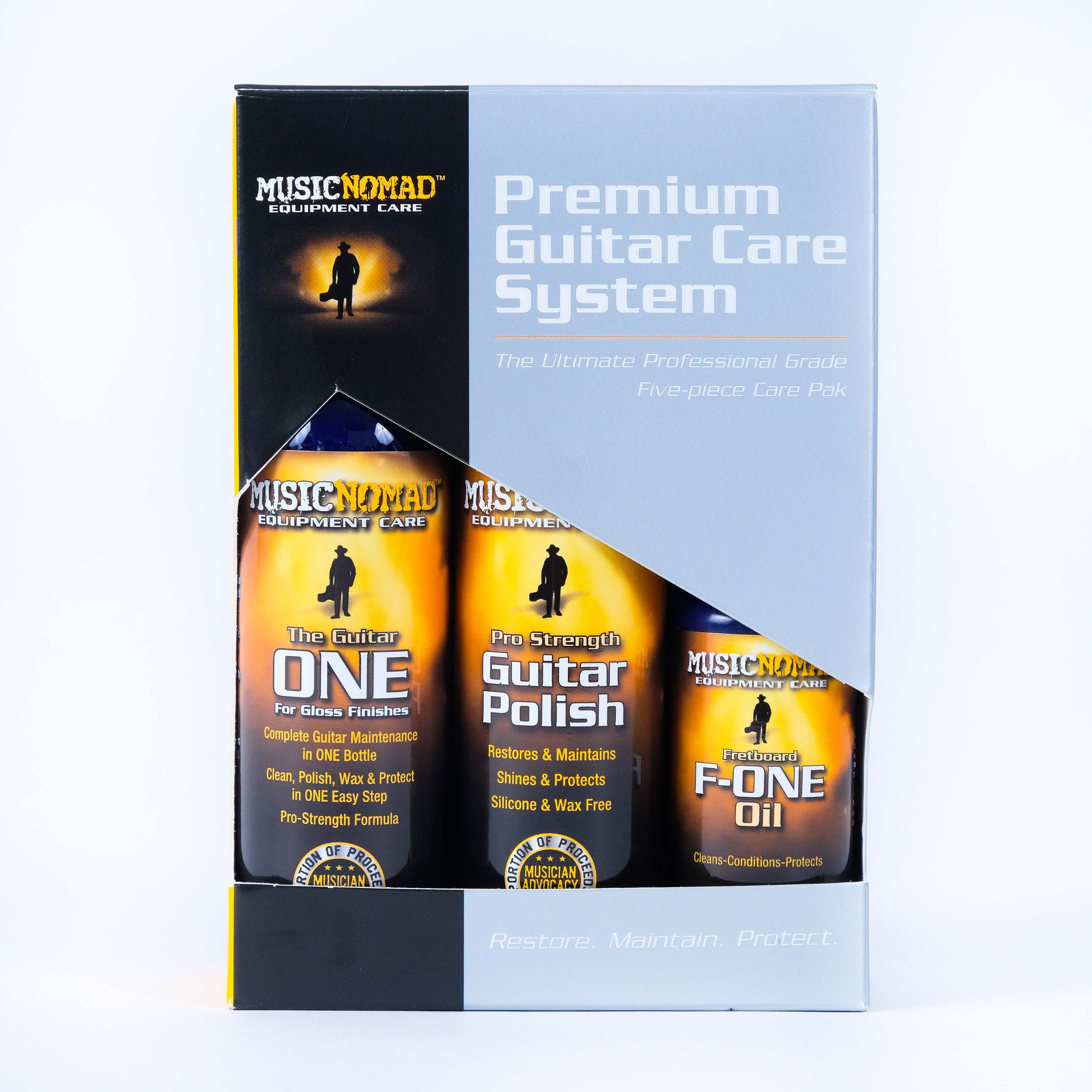 Music Nomad Premium Guitar Care System (Guitar ONE - 4 oz., F-ONE - 2 oz., Guitar Polish - 4 oz., 2 Microfiber Cloths) MN108 - Image 3