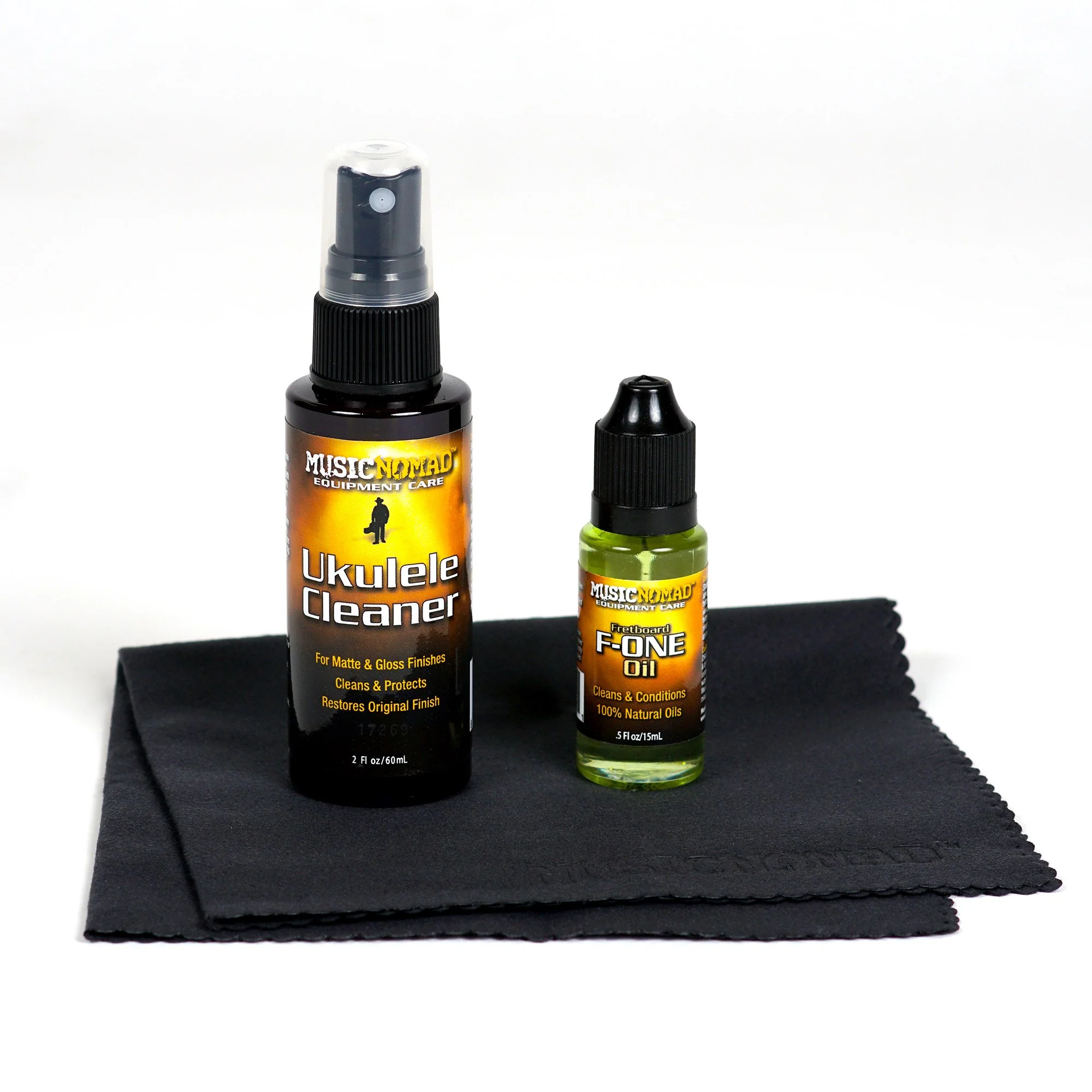 Music Nomad Premium Ukulele Care Kit (Ukulele Cleaner, F-ONE - 1/2 oz., 1 Microfiber Cloth) MN142