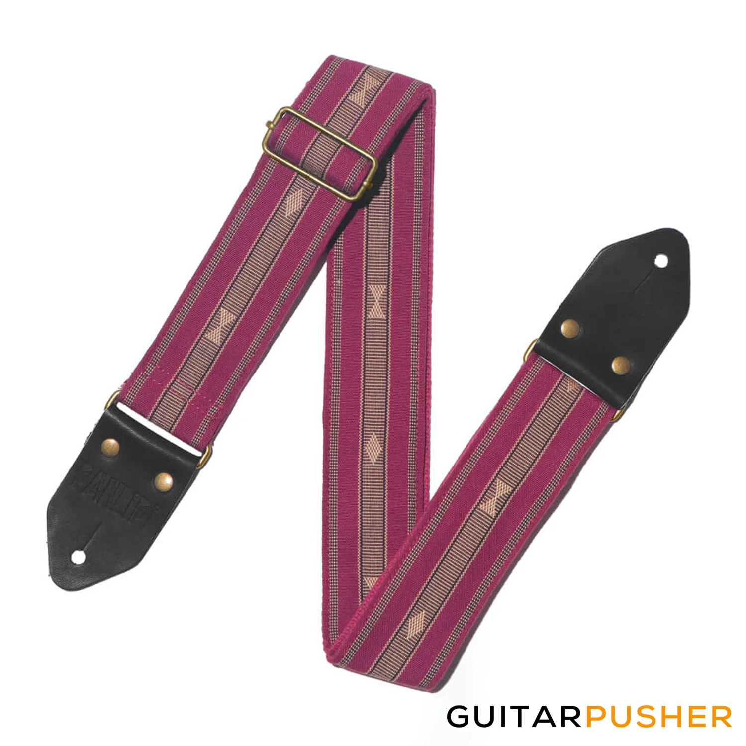 Panlipi Loom Weave Audrey SAG08 Guitar Strap - Burgundy - Image 4