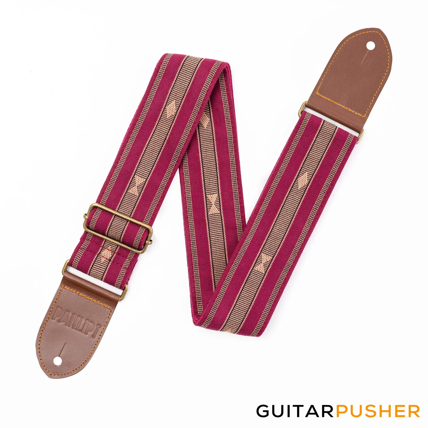 Panlipi Loom Weave Audrey SAG08A Guitar Strap - Mocha Burgundy - Image 3
