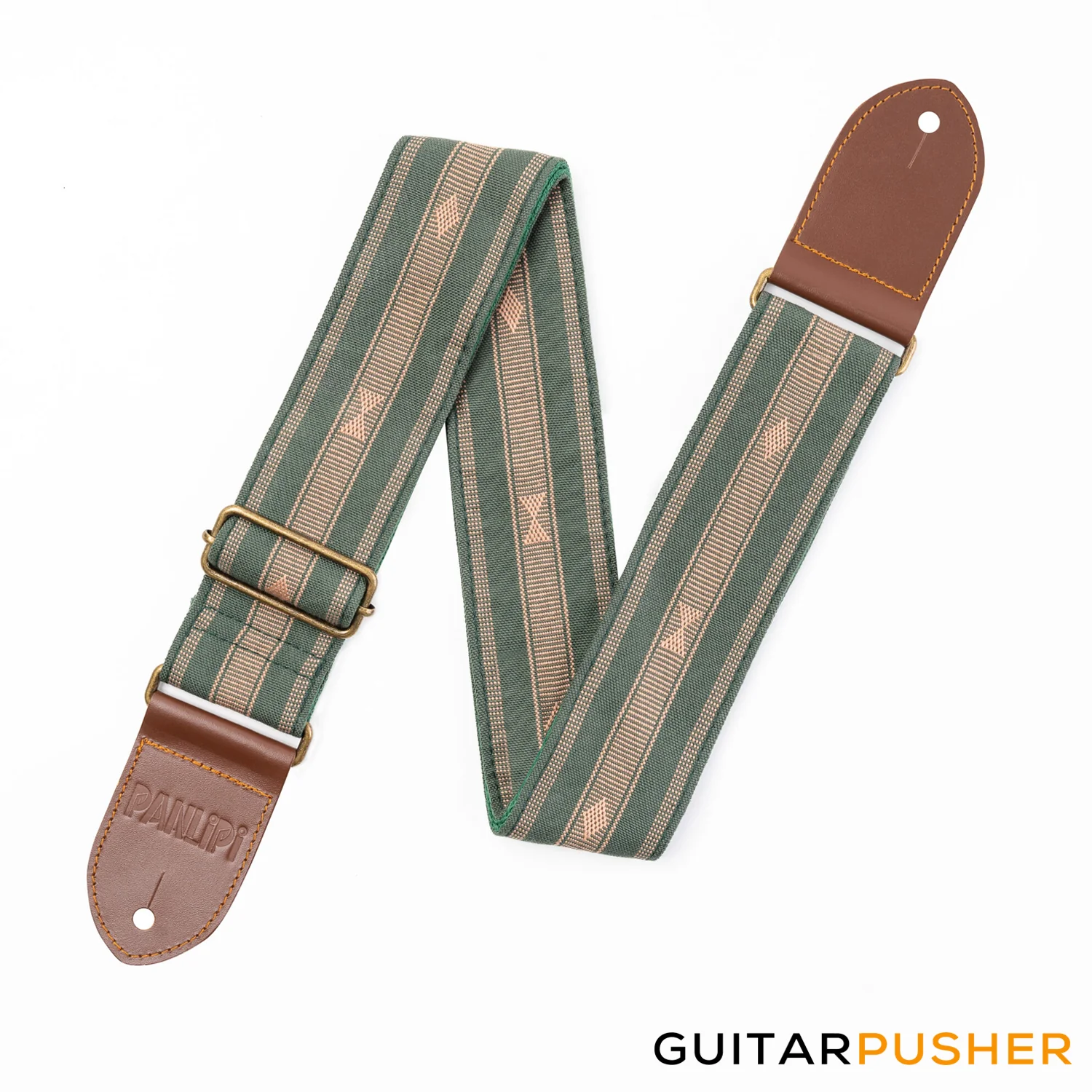 Panlipi Loom Weave Audrey SAG15A Guitar Strap - Fatigue Green - Image 3