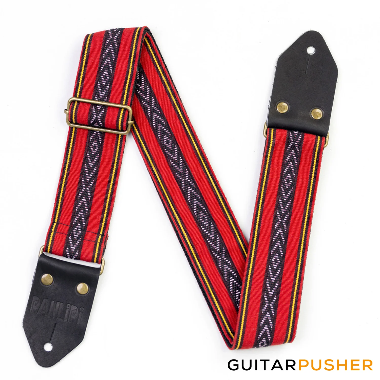 Panlipi Loom Weave Cuabao BAGU03 Guitar Strap - Red/Yellow - Image 4