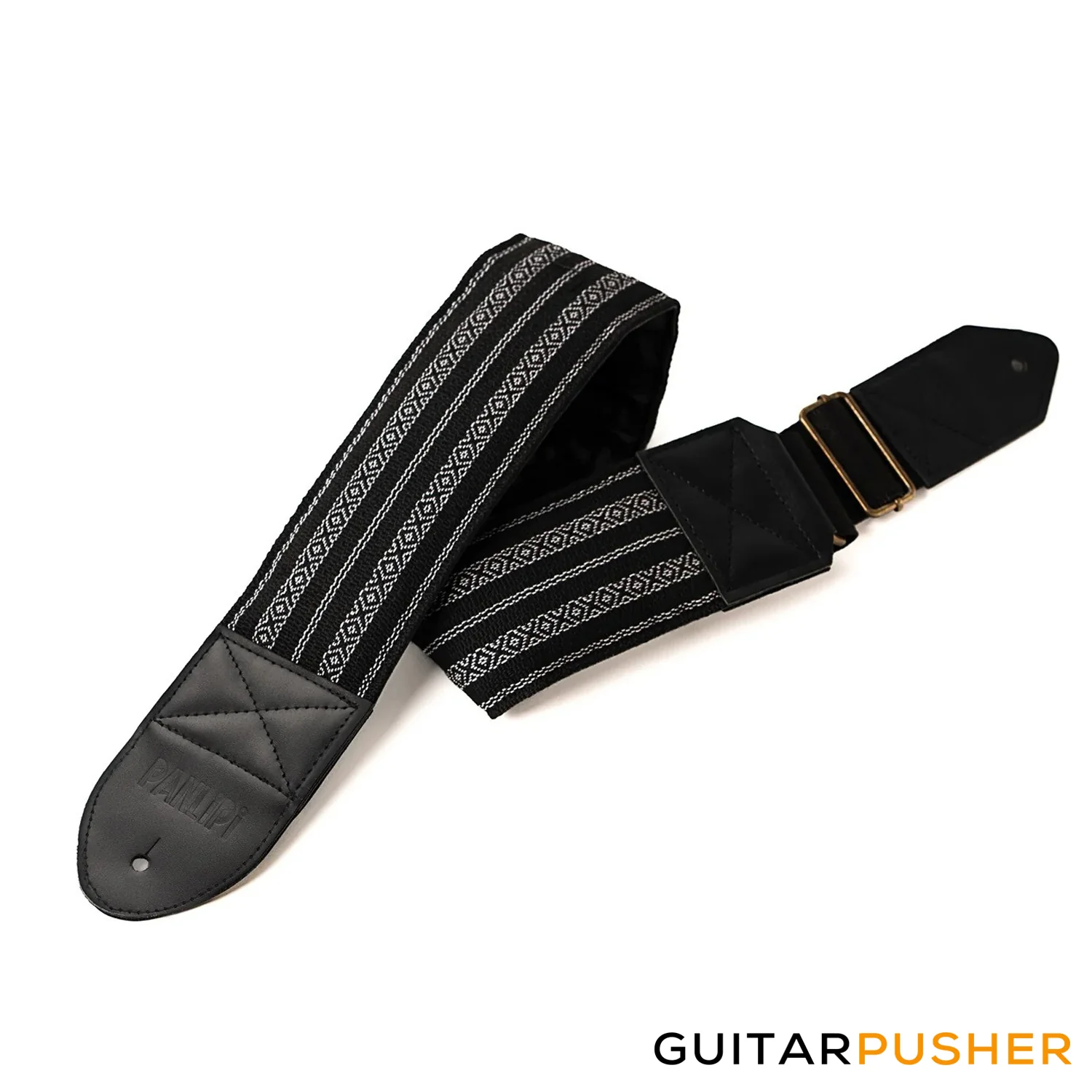 Panlipi Loom Weave Kalinga Lilaktob BASSKAL33 Bass Guitar Strap - Black/White - Image 3