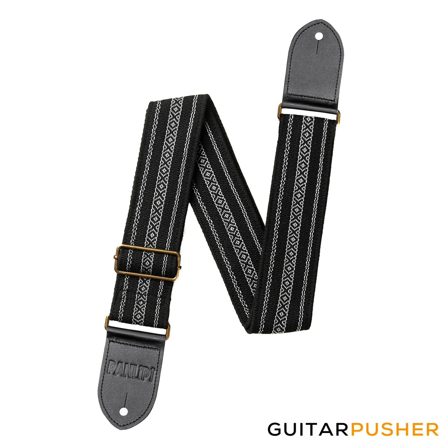 Panlipi Loom Weave Kalinga Lilaktob KAL33A Guitar Strap - Black/White - Image 3