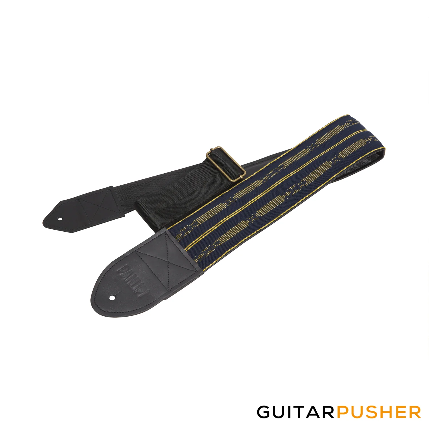 Panlipi Loom Weave Tagtago-Kalasag BASSBAGU01 3" Bass Guitar Strap - Navy Blue Yellow - Image 3