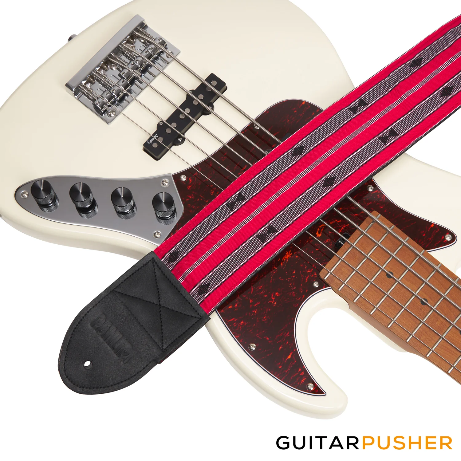 Panlipi Sagada Loom Weave Audrey BASSSAG12 3" Bass Guitar Strap - Red - Image 2